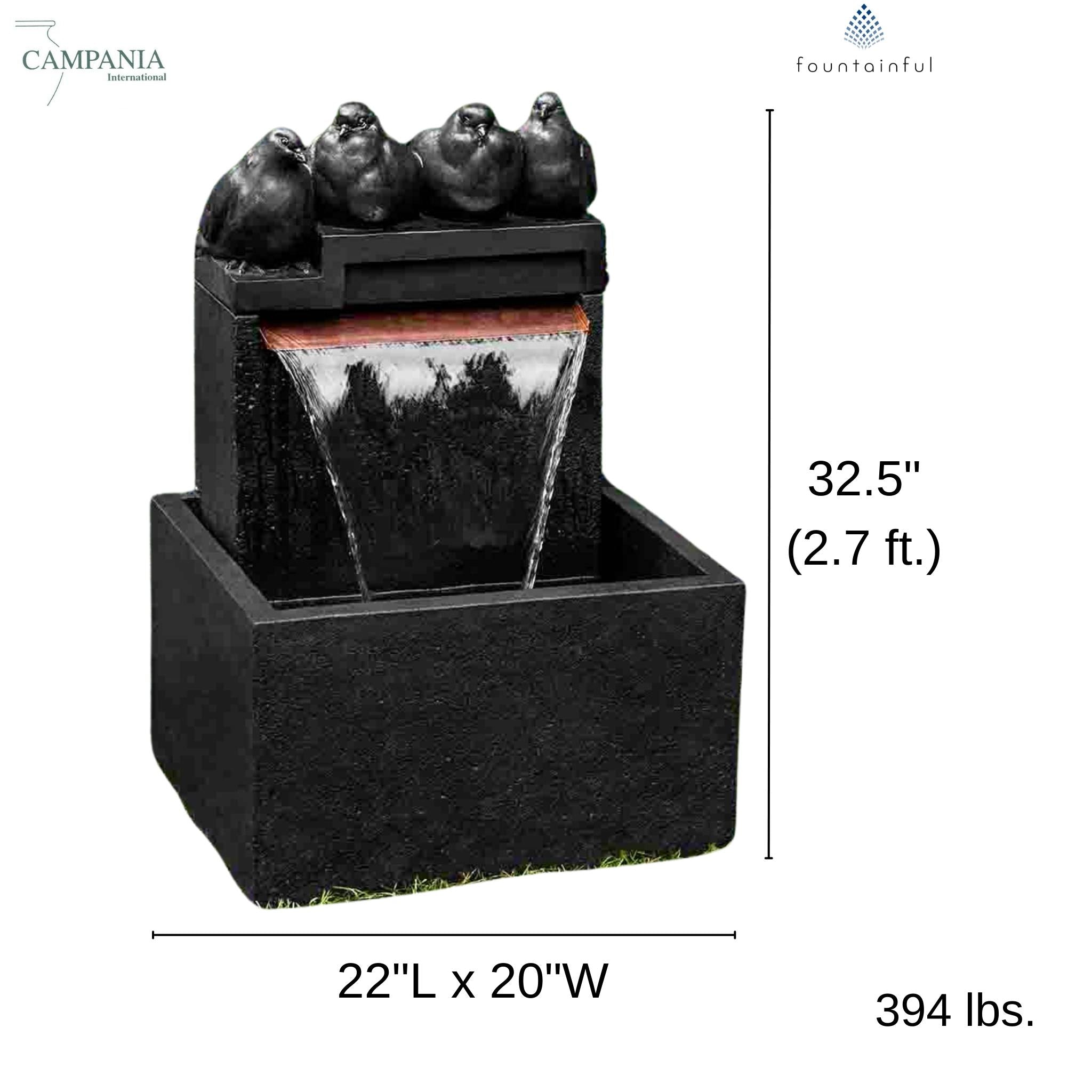 Quartet of Birds Concrete Fountain - Campania #FT314