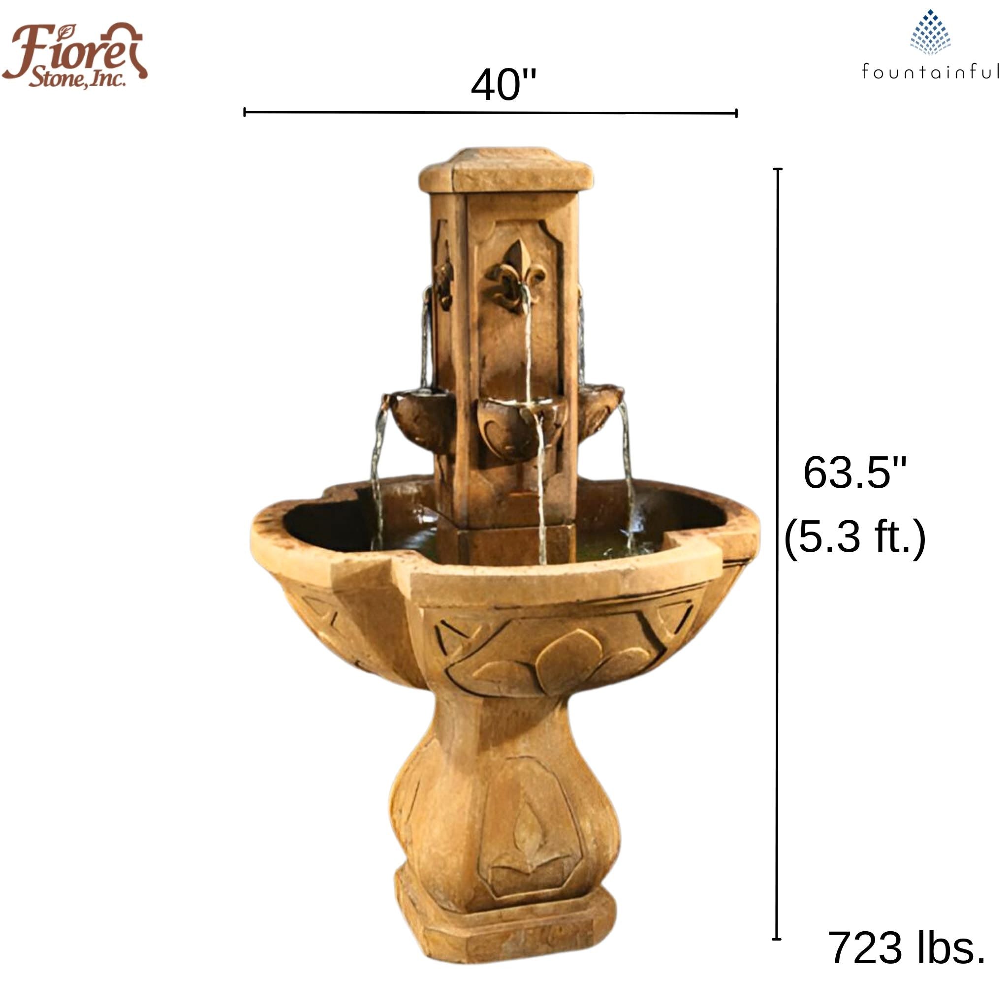 Fleur de Lis Concrete Fountain - Fiore #LG144