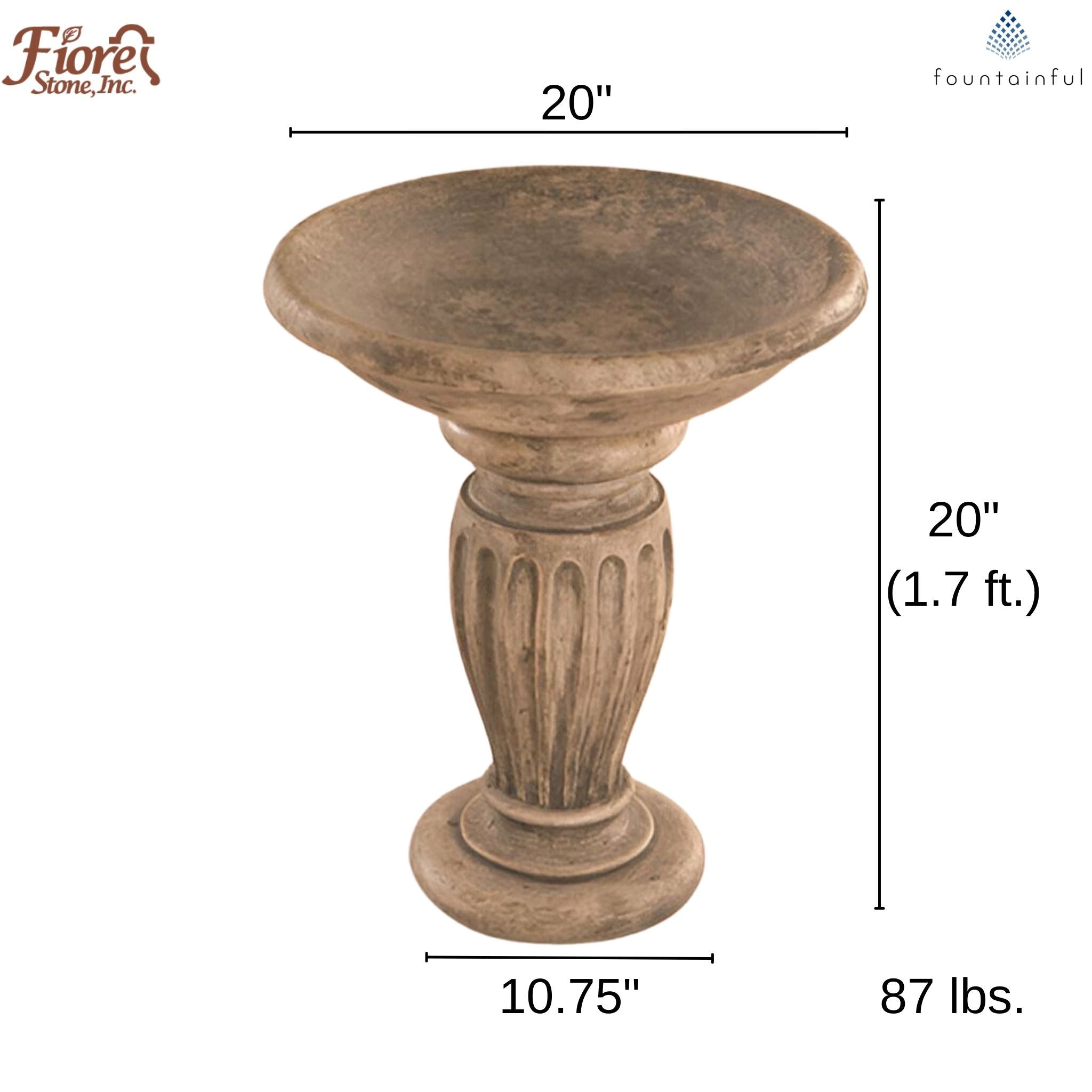 Column Concrete Bird Bath - Fiore #437