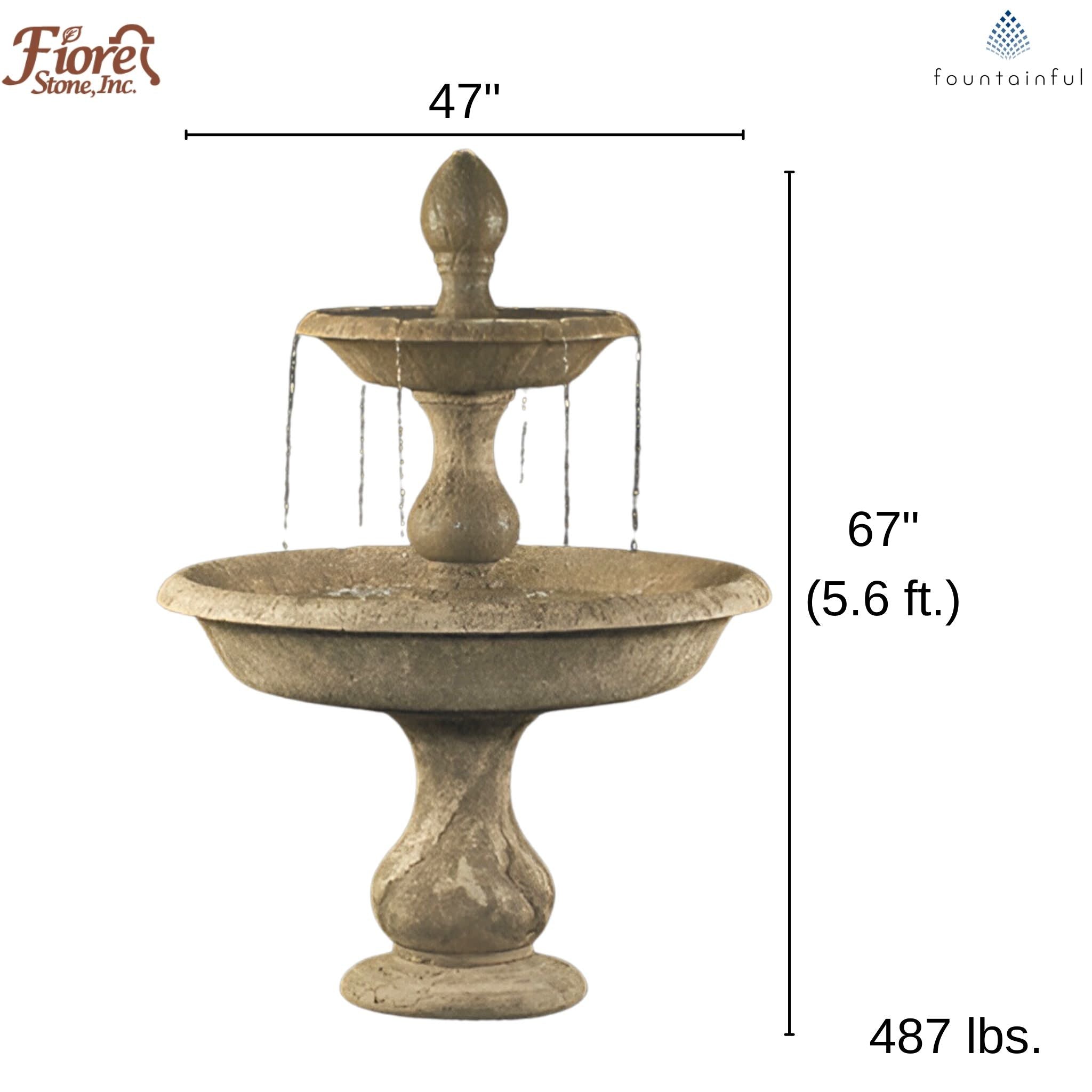 Old Toscano 2-Tier Concrete Fountain - Fiore #LG126