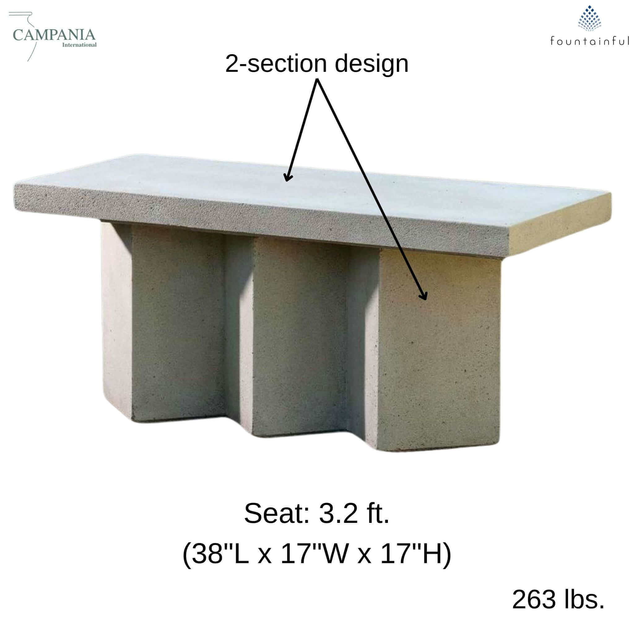 Accordion Short Concrete Garden Bench - Campania #BE150