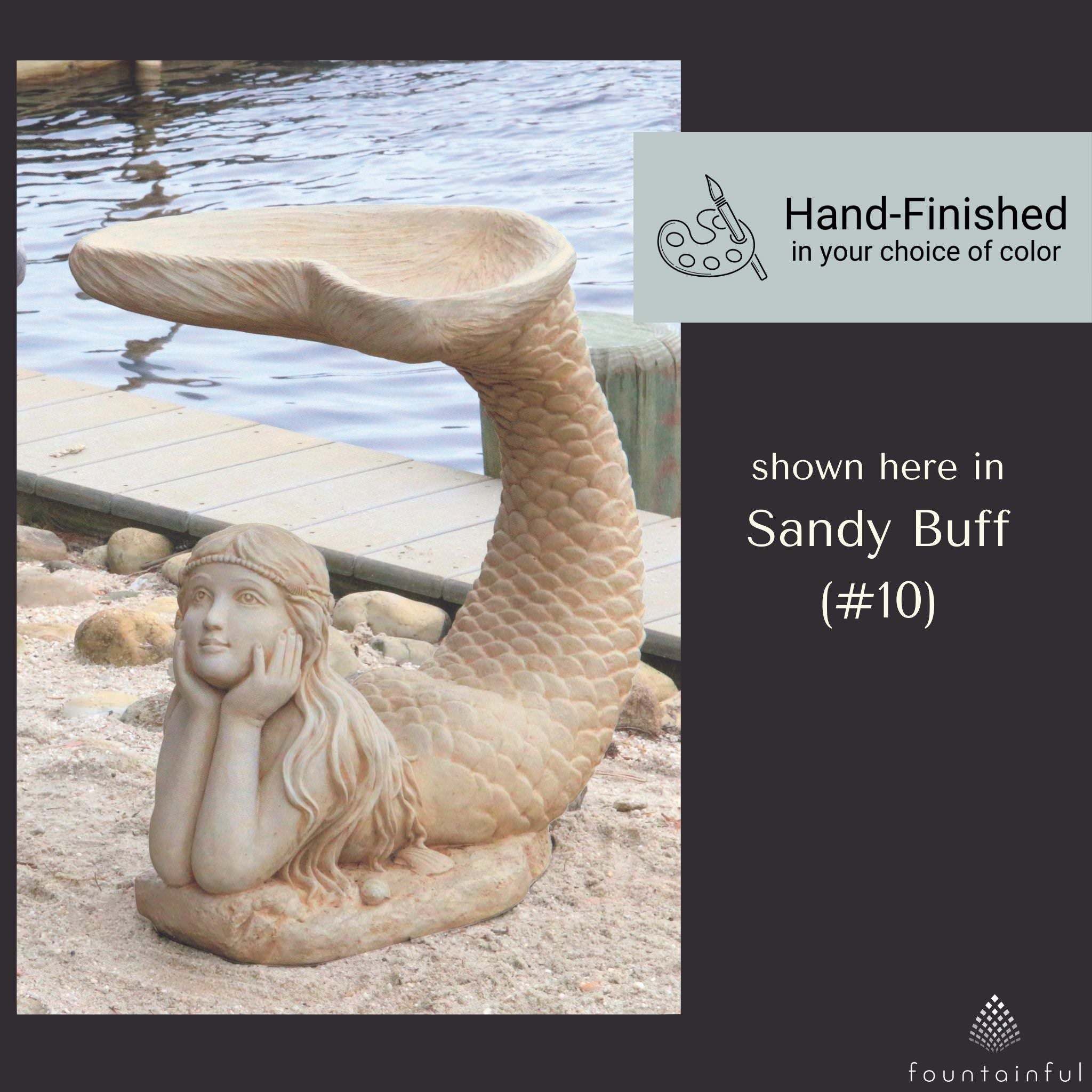 Mermaid Sculpted Concrete Bird Bath - Massarellis #9749