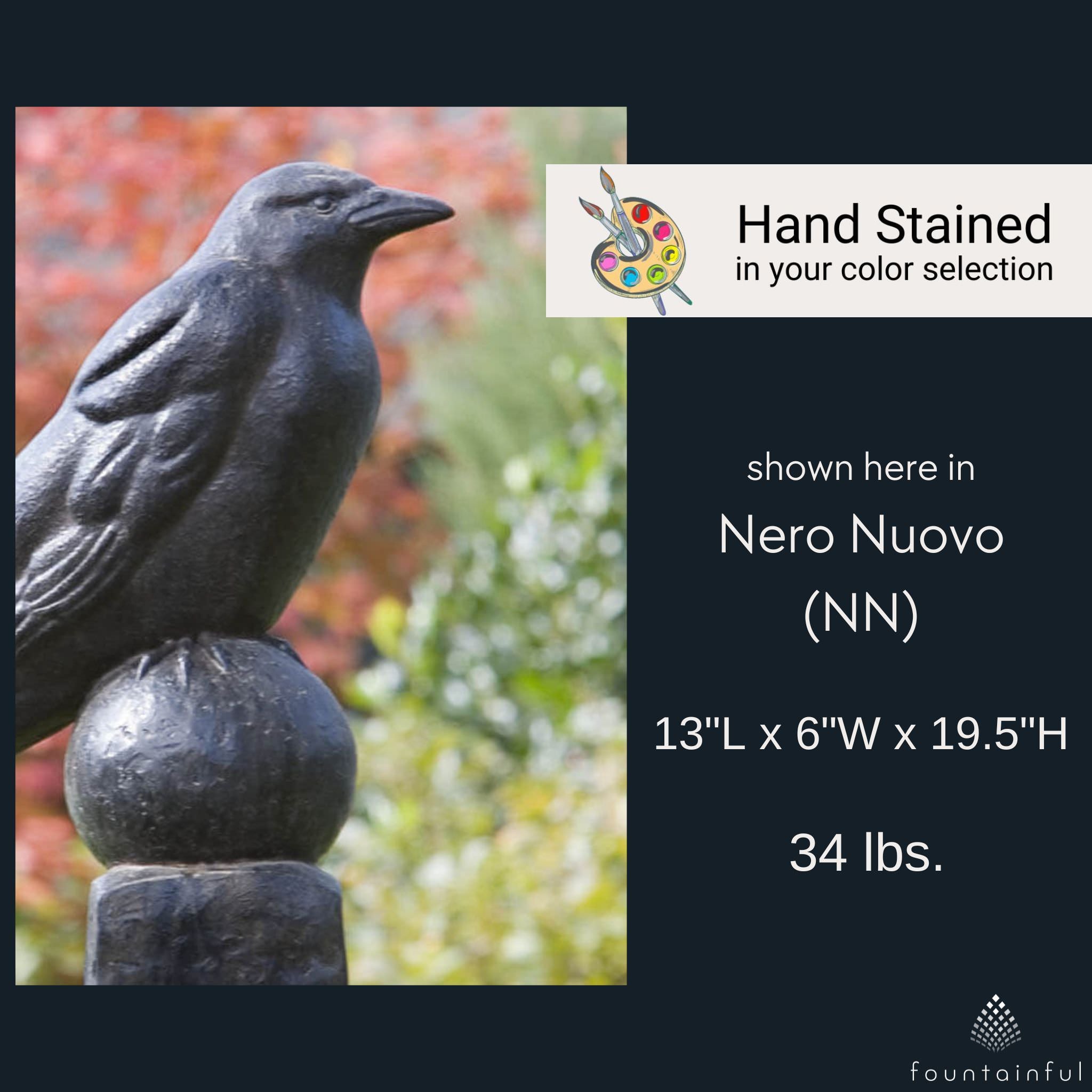 Raven Concrete Garden Statue - Campania #A360