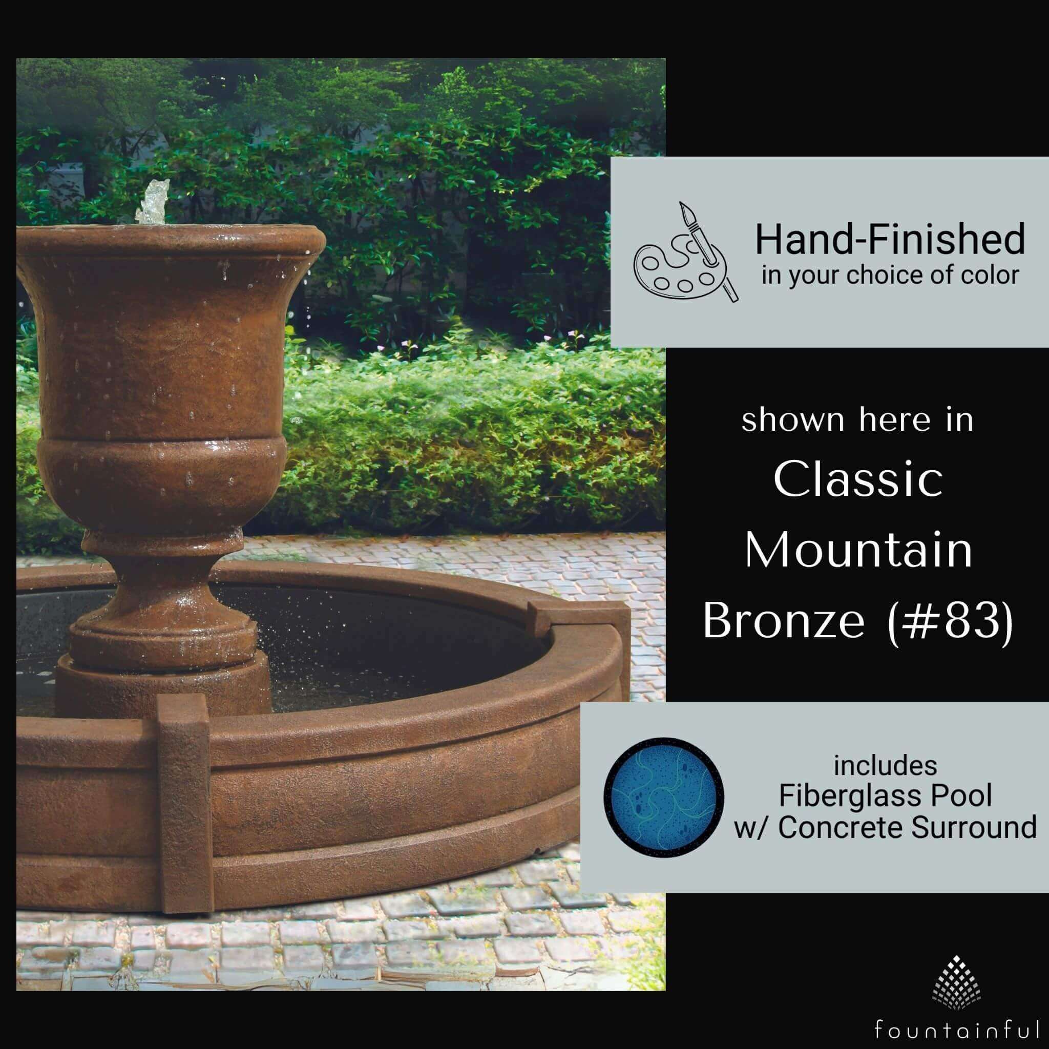 Cento Urn Concrete Fountain w/Pool - Massarellis #3690