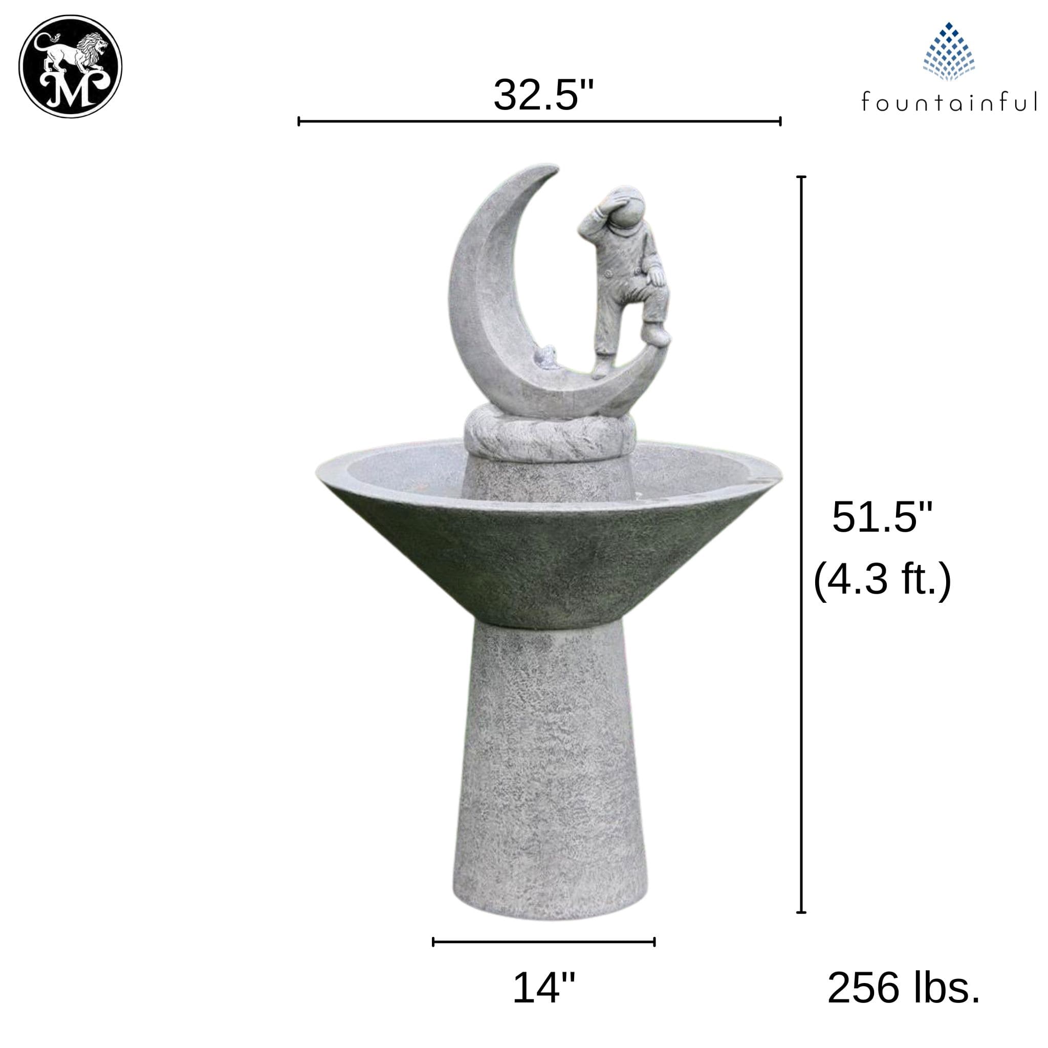 Garden Astronaut Concrete Fountain w/Lights - Massarellis #3829