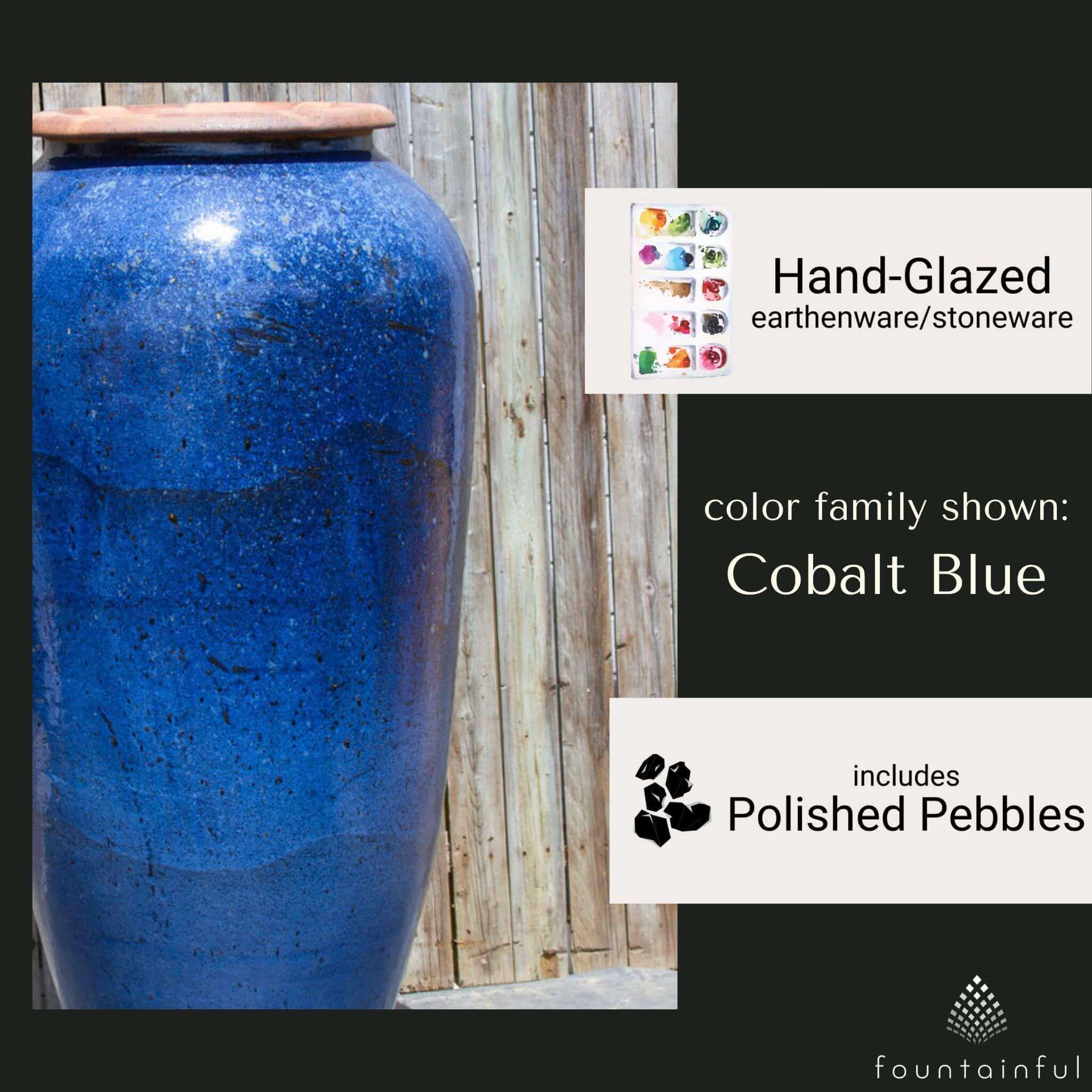 55" Tuscany Vase "Cobalt Blue" Water Fountain - Complete Kit - Blue Thumb