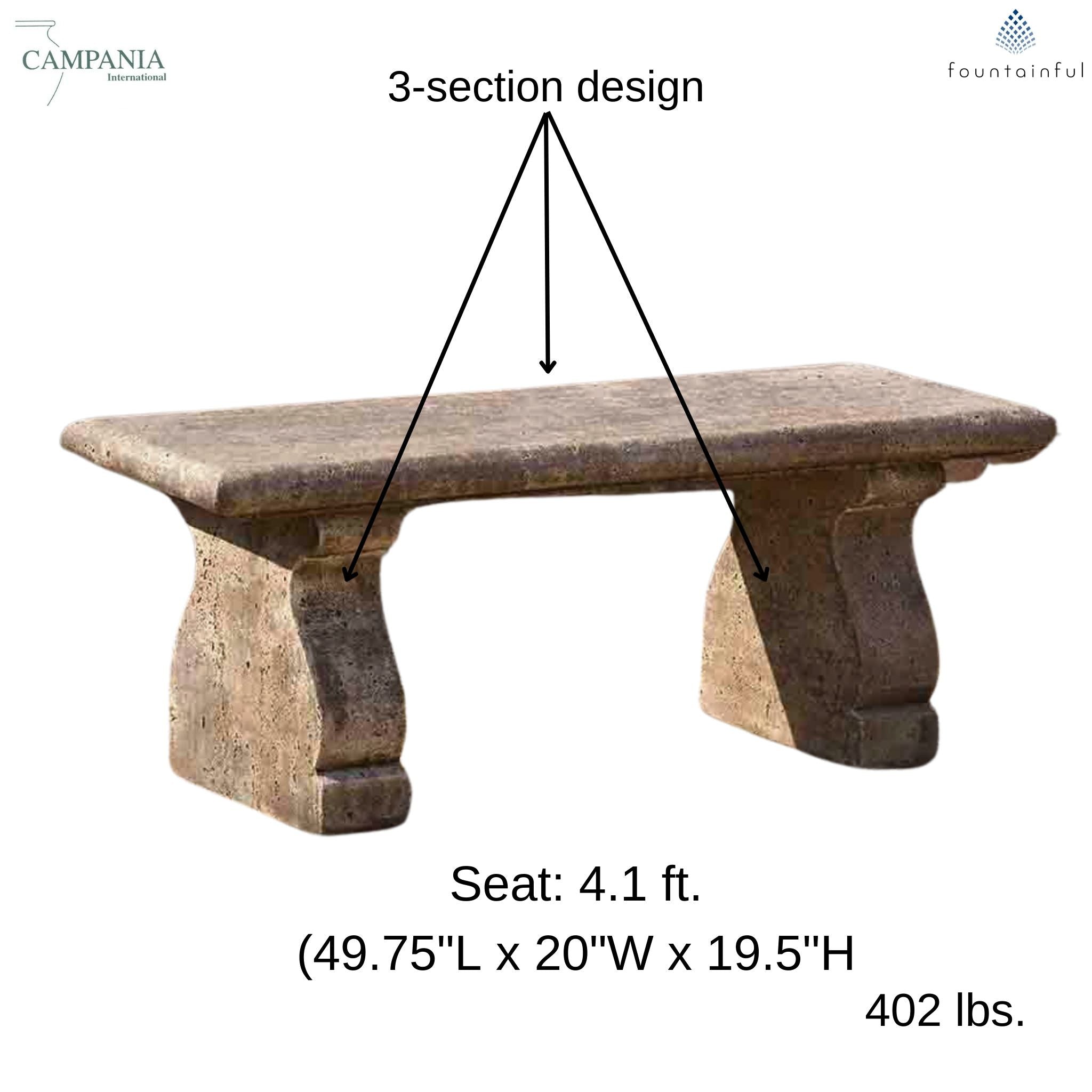 Provencal Concrete Garden Bench - Campania #BE106