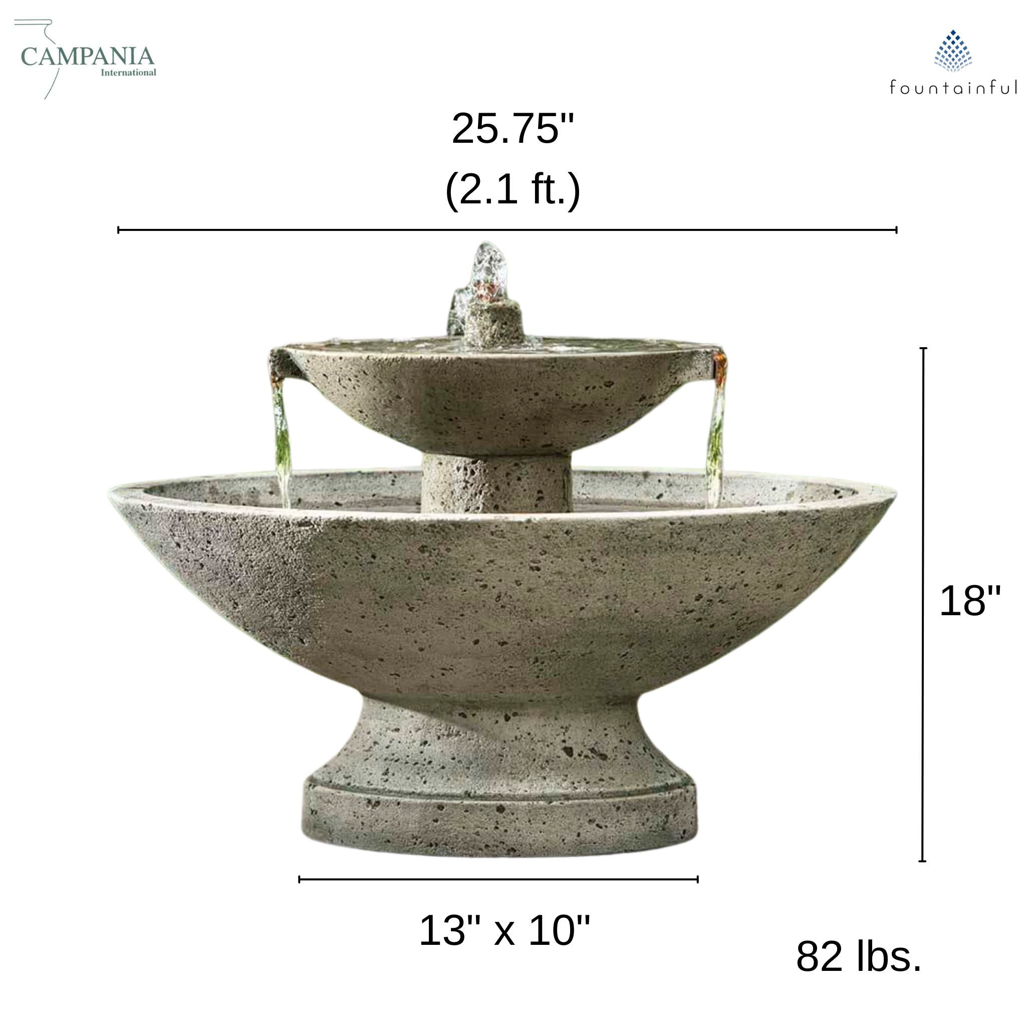 Jensen Oval 2-Tier Concrete Fountain - Campania #FT221