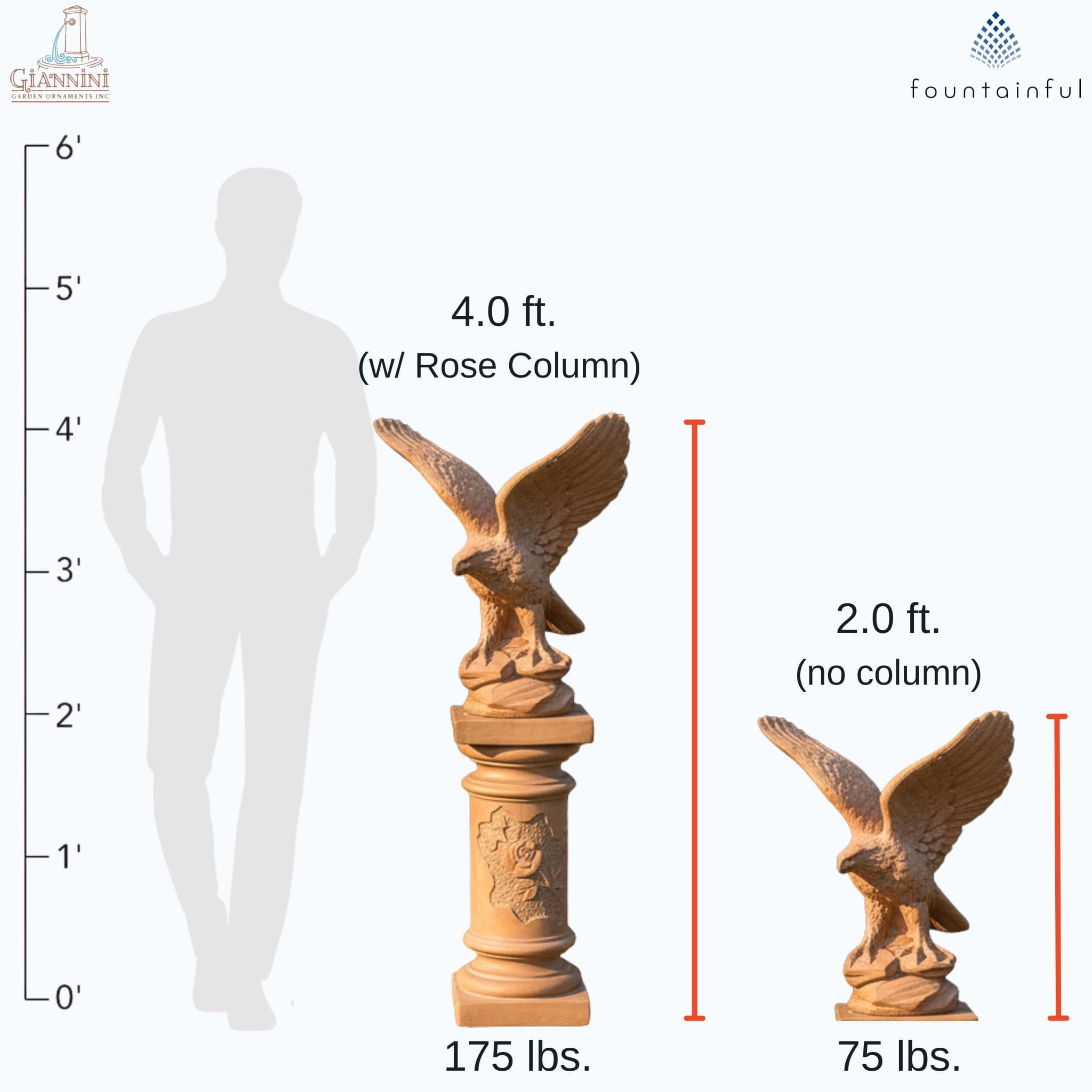 Flying Eagle Concrete Garden Statue - Giannini