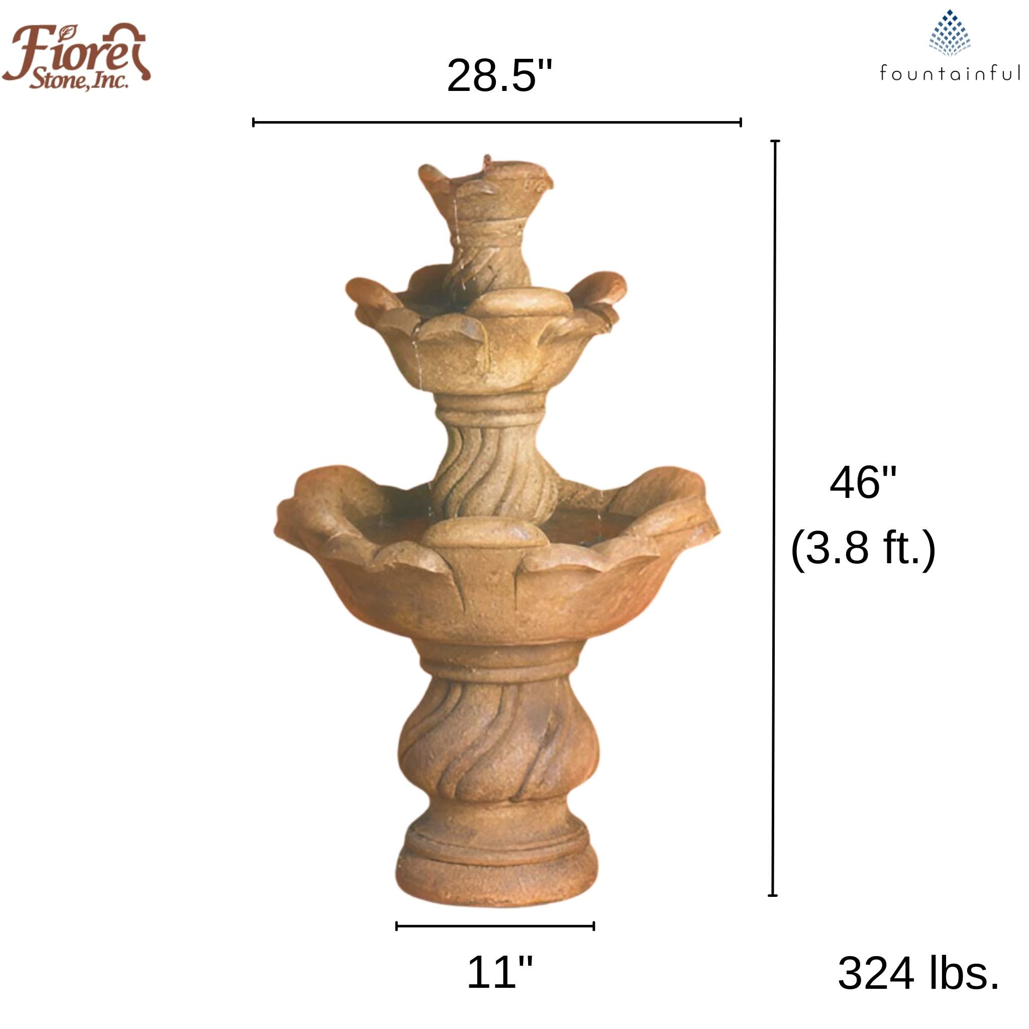 Cabo 3-Tier Concrete Fountain - Fiore #AV119FS