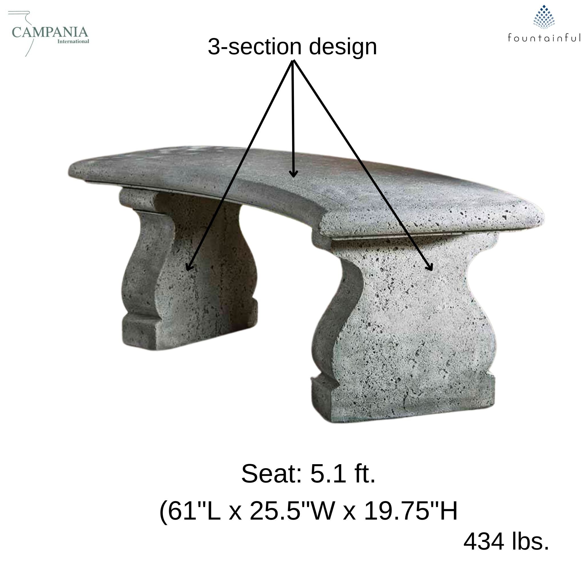 Provencal Curved Concrete Garden Bench - Campania #BE123