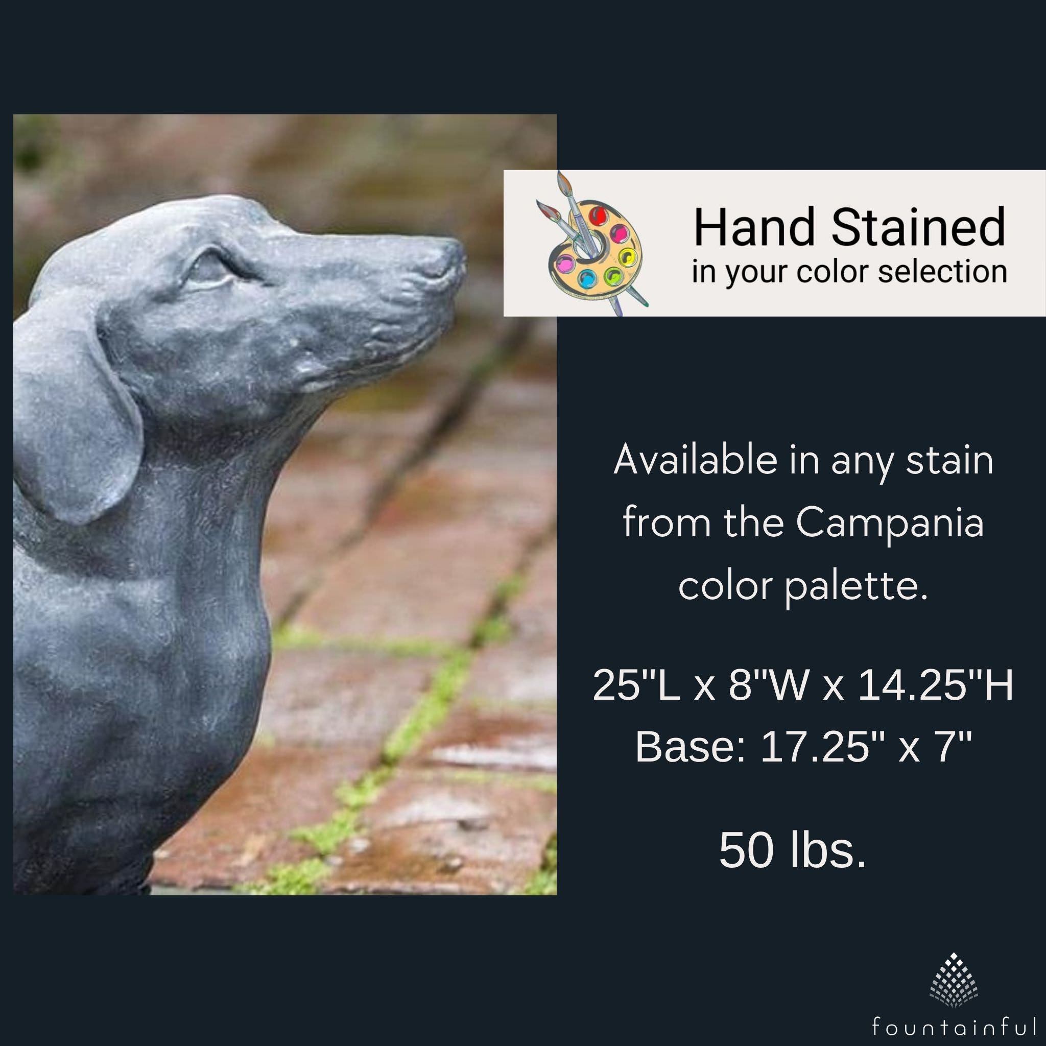 Fritz Dachshund Concrete Garden Statue - Campania #A338