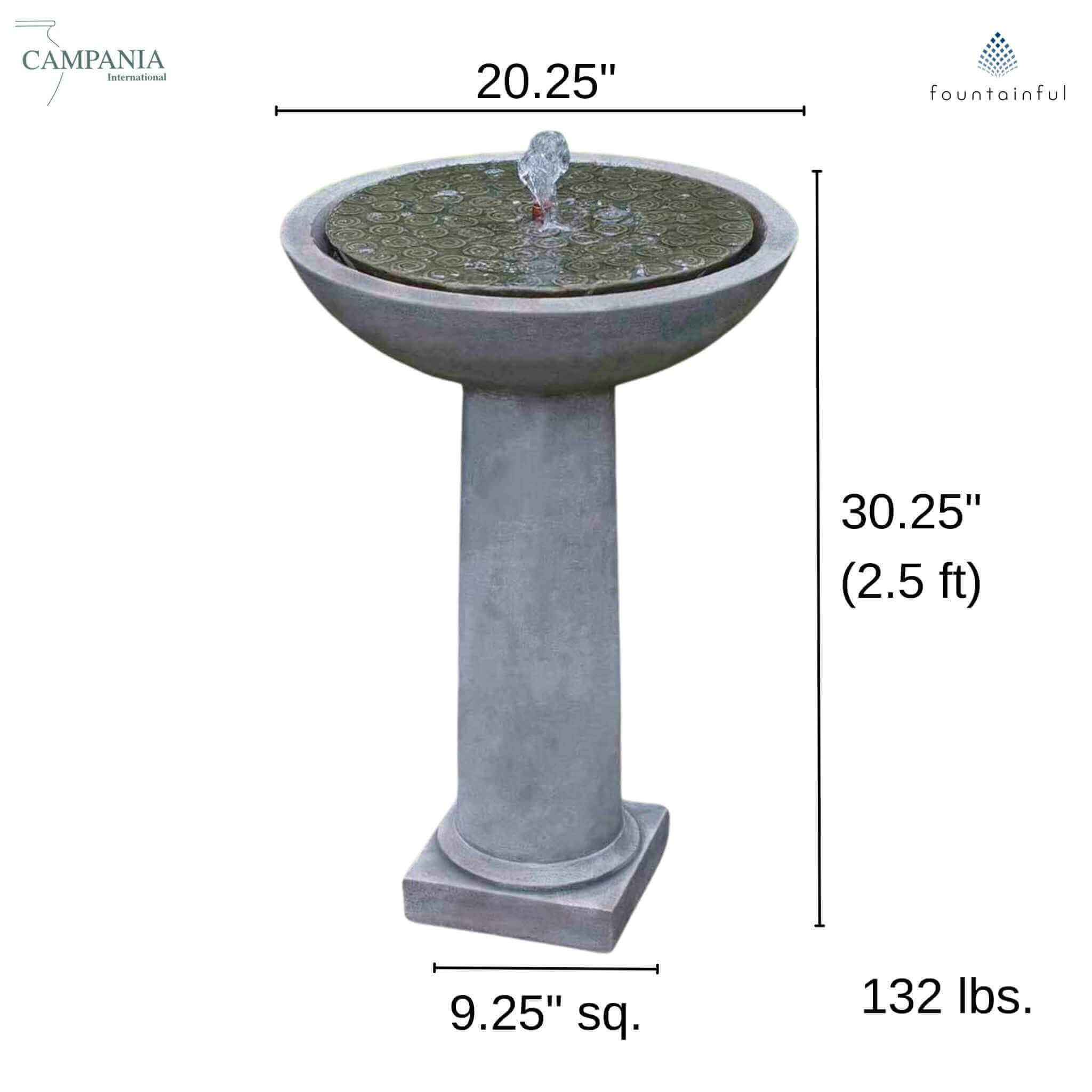 Cirrus Concrete Birdbath Fountain - Campania #FT246