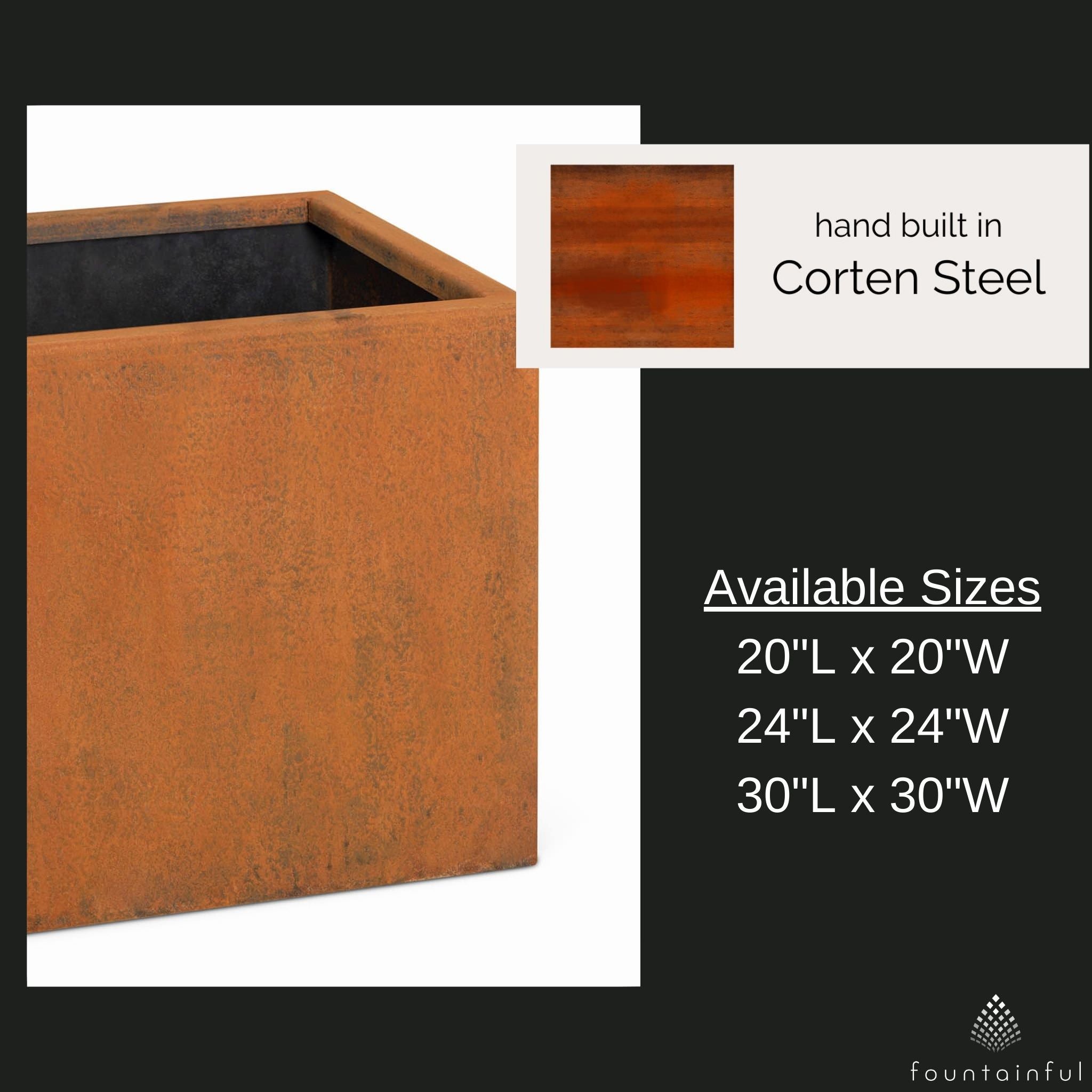 Moderna Square Corten Steel Planter - The Outdoor Plus