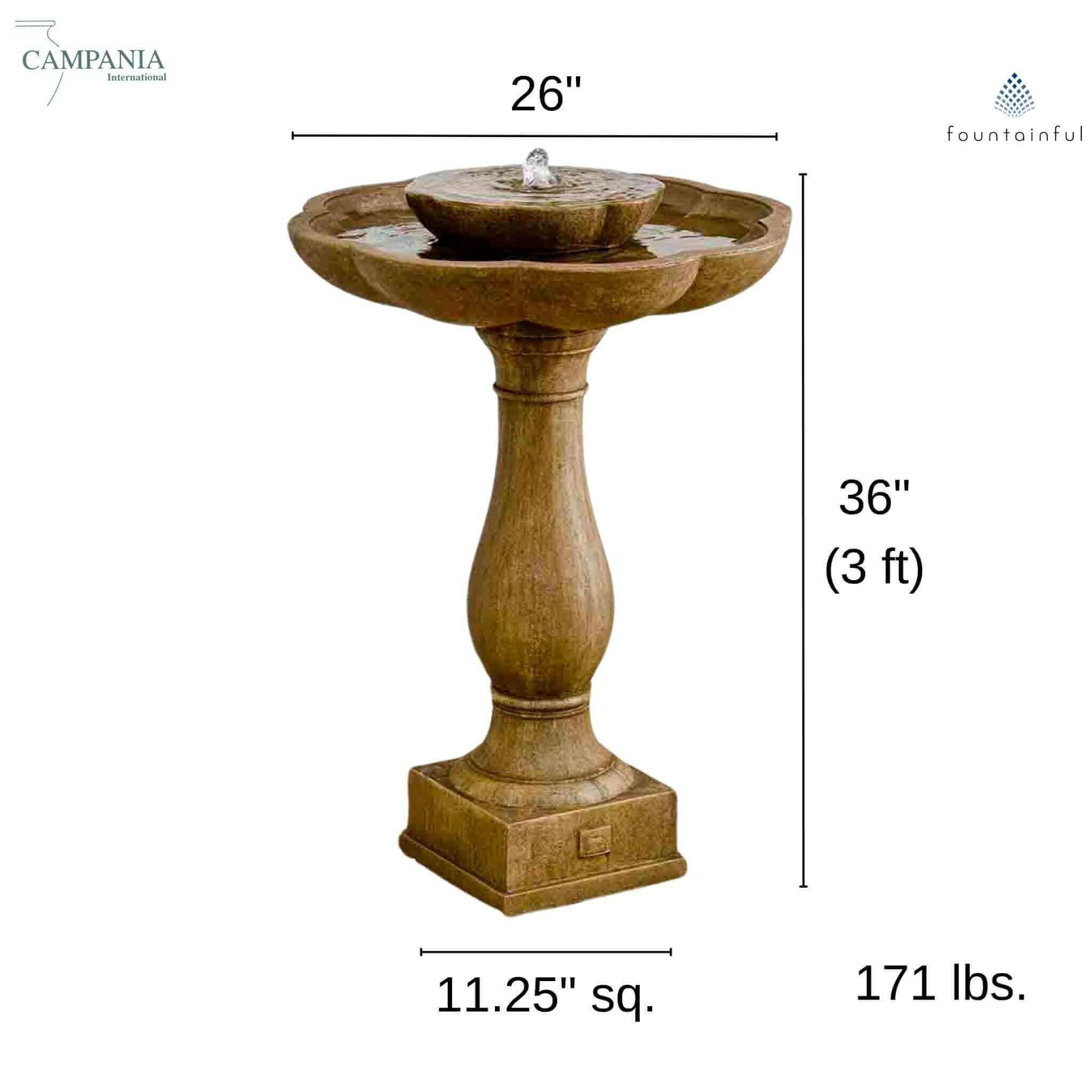 Flores Pedestal Concrete Fountain - Campania #FT180