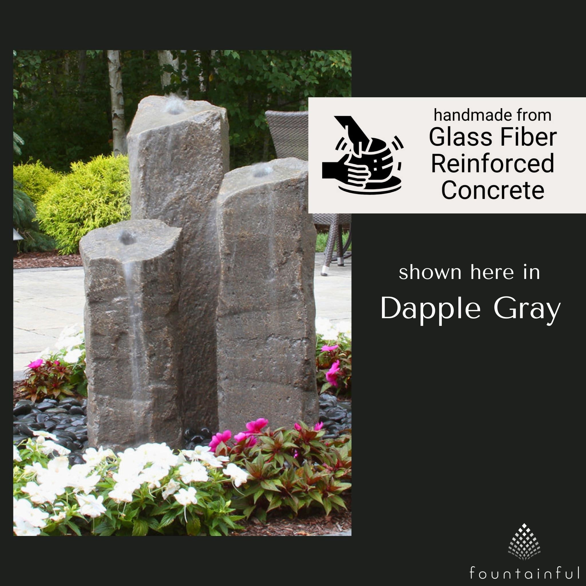 Triple "Basalt" GFRC 3-Boulder Fountain - Complete Kit - Blue Thumb