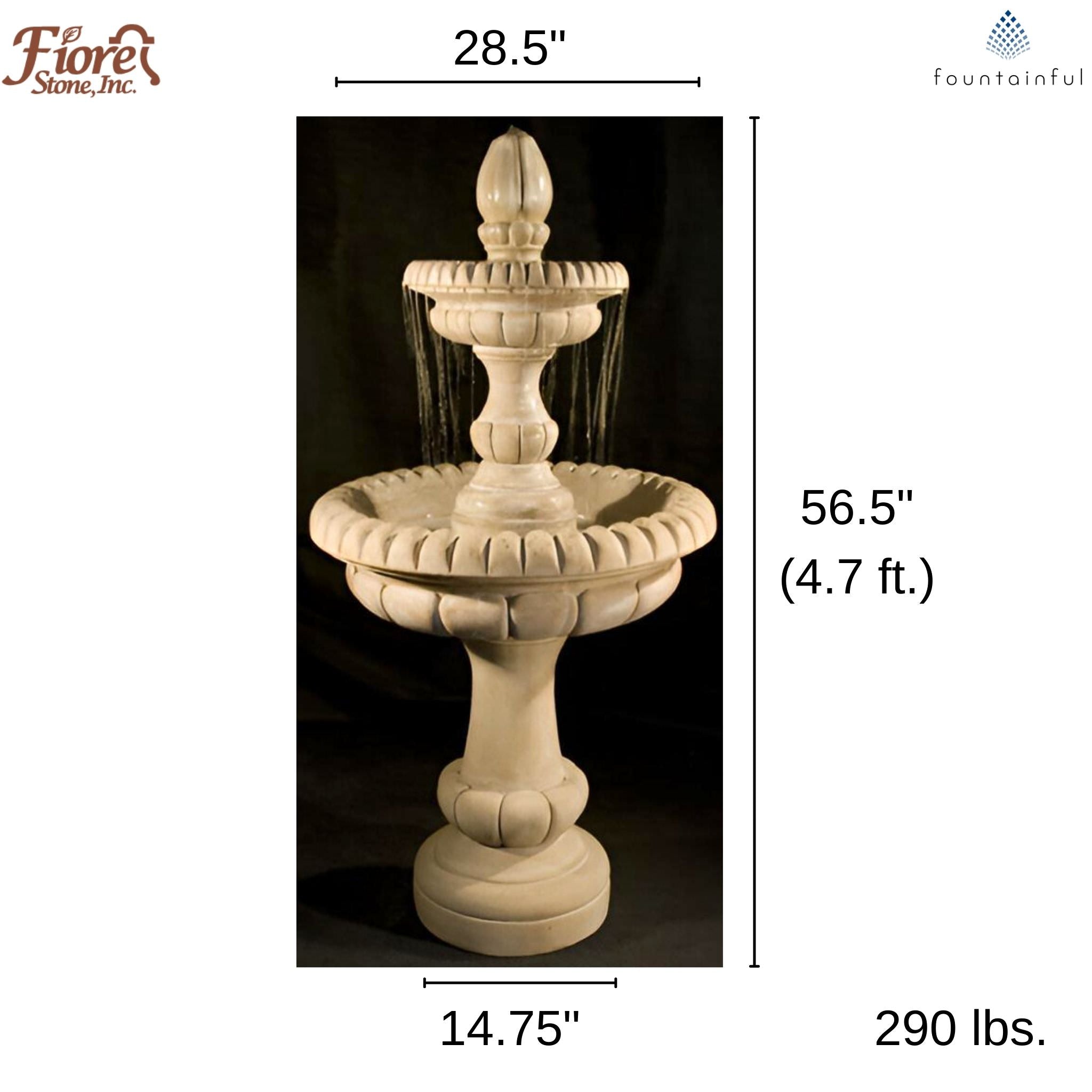 Pioggia 2-Tier Concrete Fountain - Fiore Stone