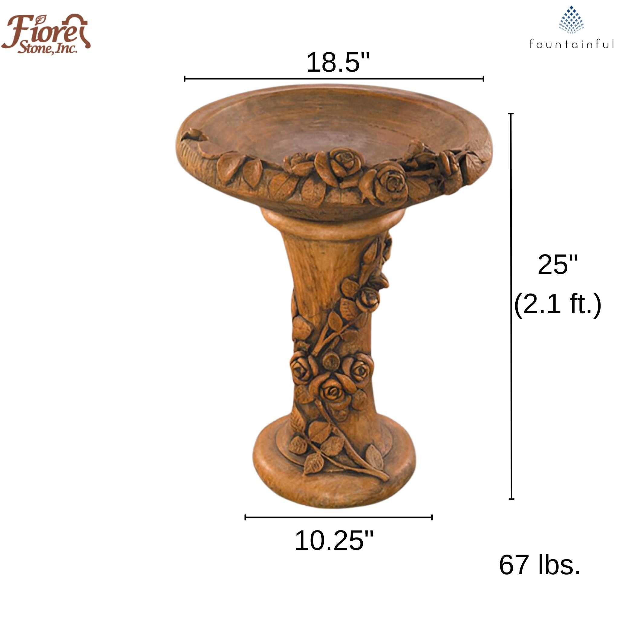Climbing Roses Concrete Bird Bath - Thumbnail 3