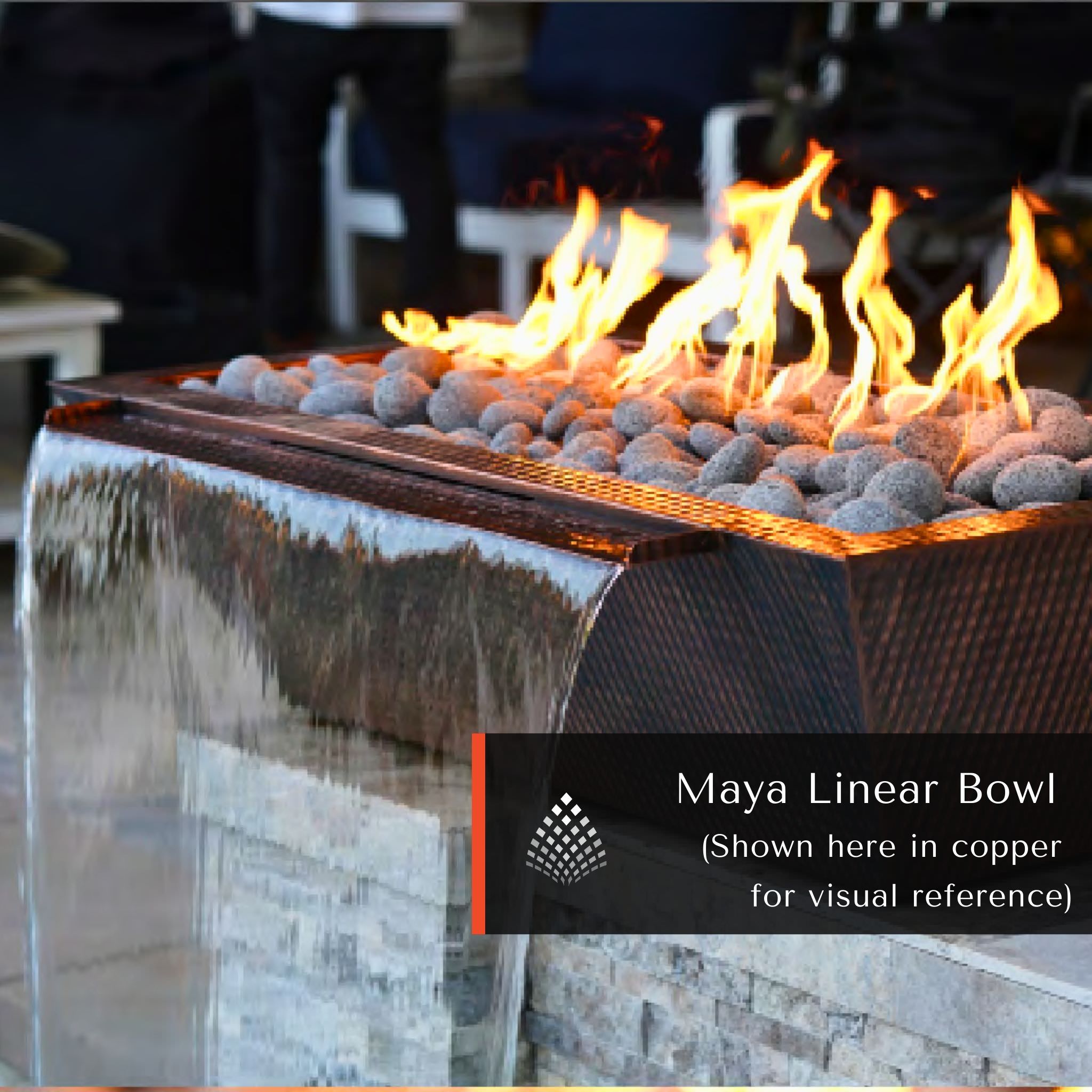 "Maya" Linear Concrete Fire & Water Bowl - The Outdoor Plus