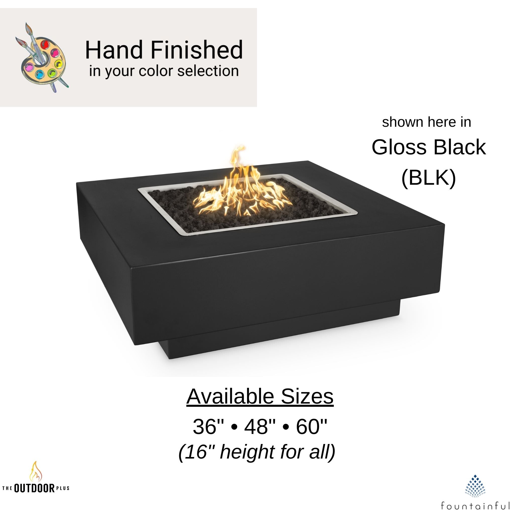 Cabo Steel Square Gas Fire Pit - Outdoor Plus