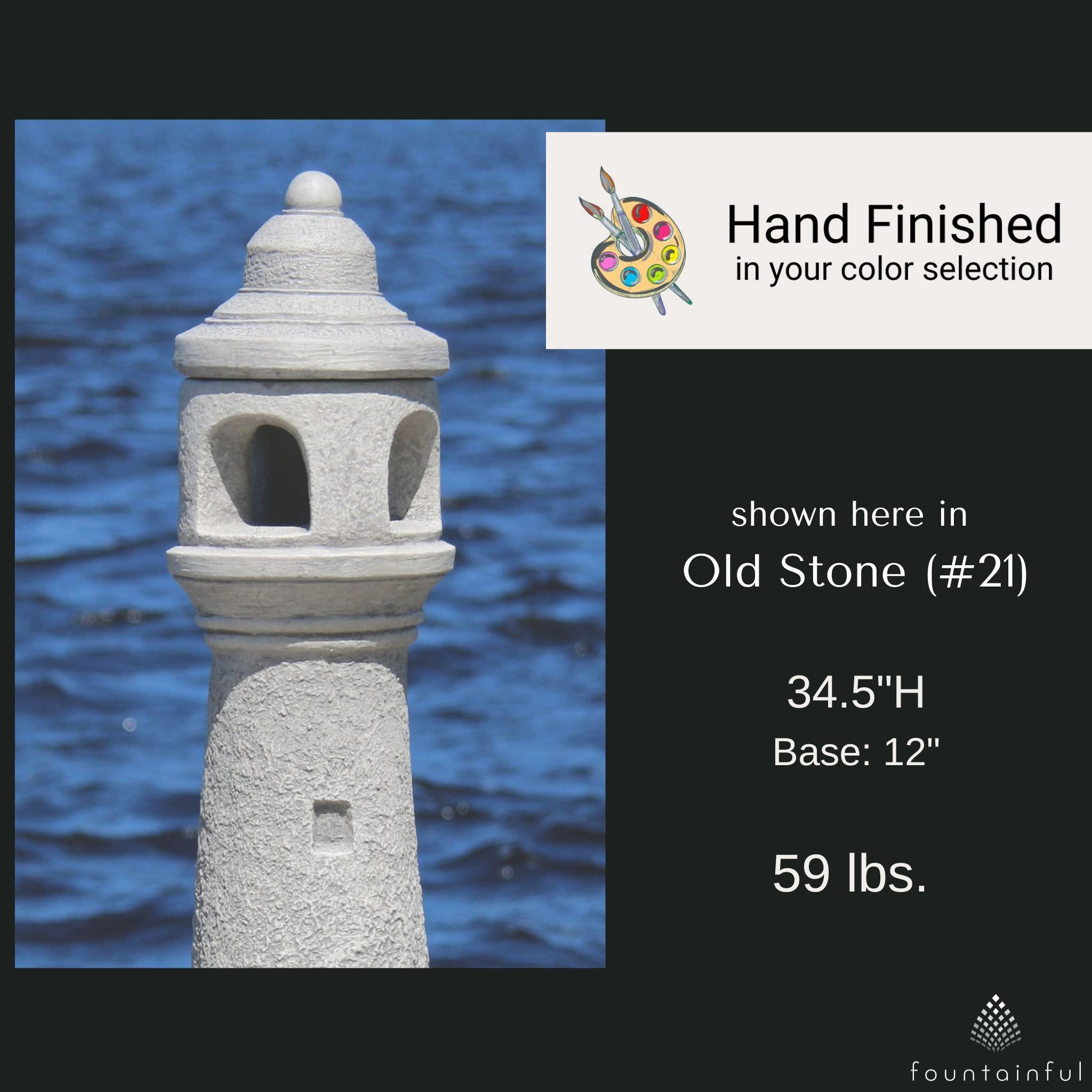 Classic Lighthouse Concrete Garden Statue - Massarellis #4094