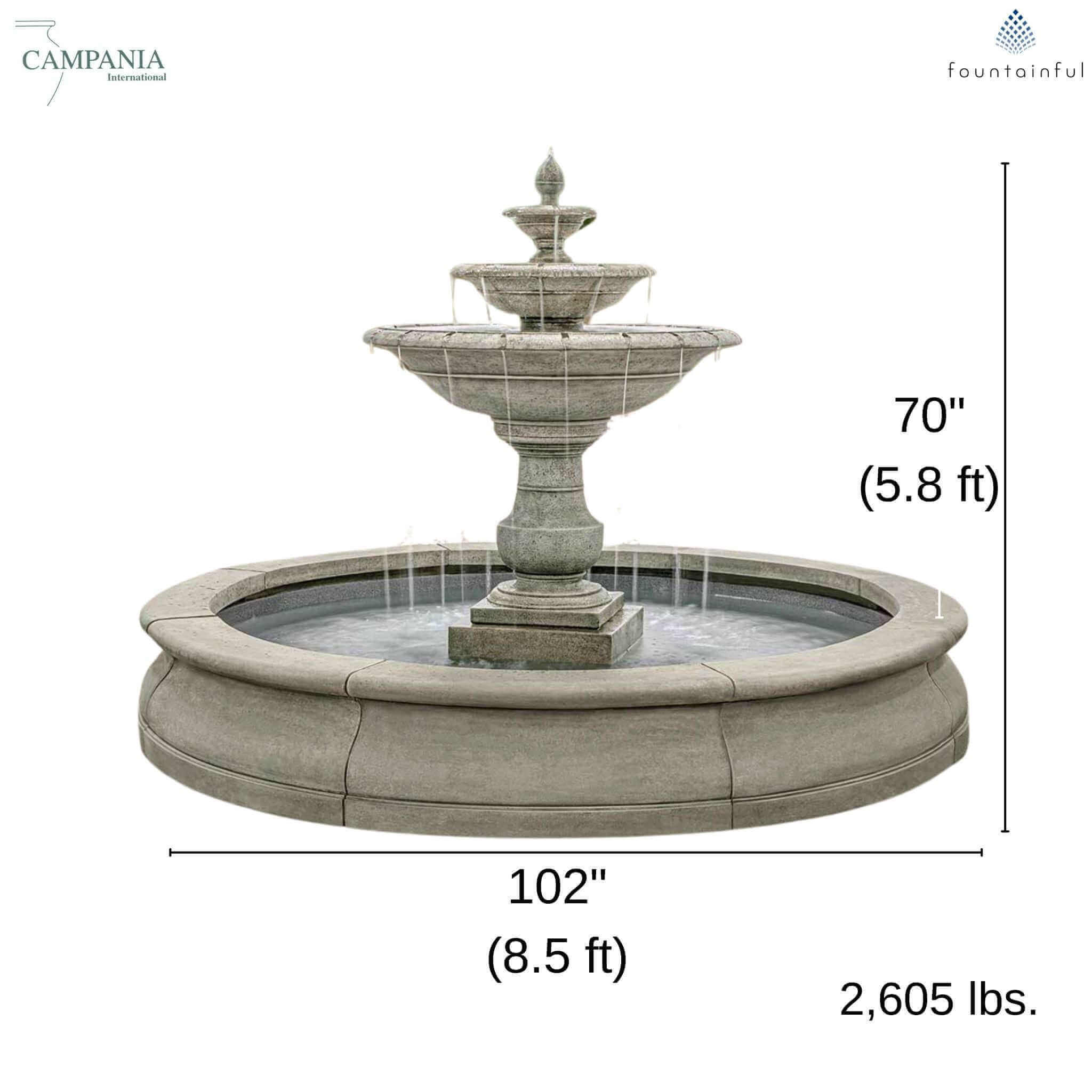 Savannah Estate 3-Tier Concrete Fountain - Campania #FT423