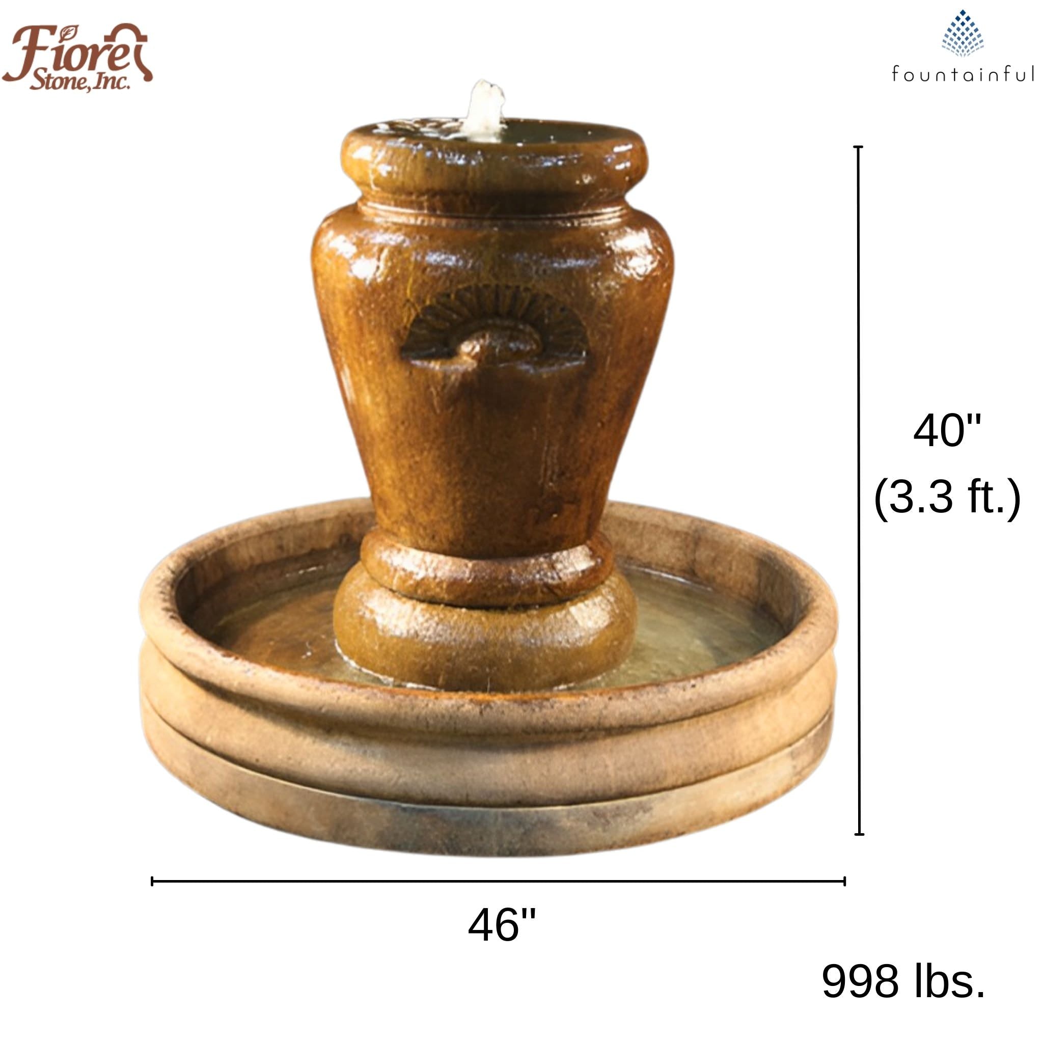 Jardine Concrete Vase/Pot Fountain w/46" Basin - Fiore #668F46