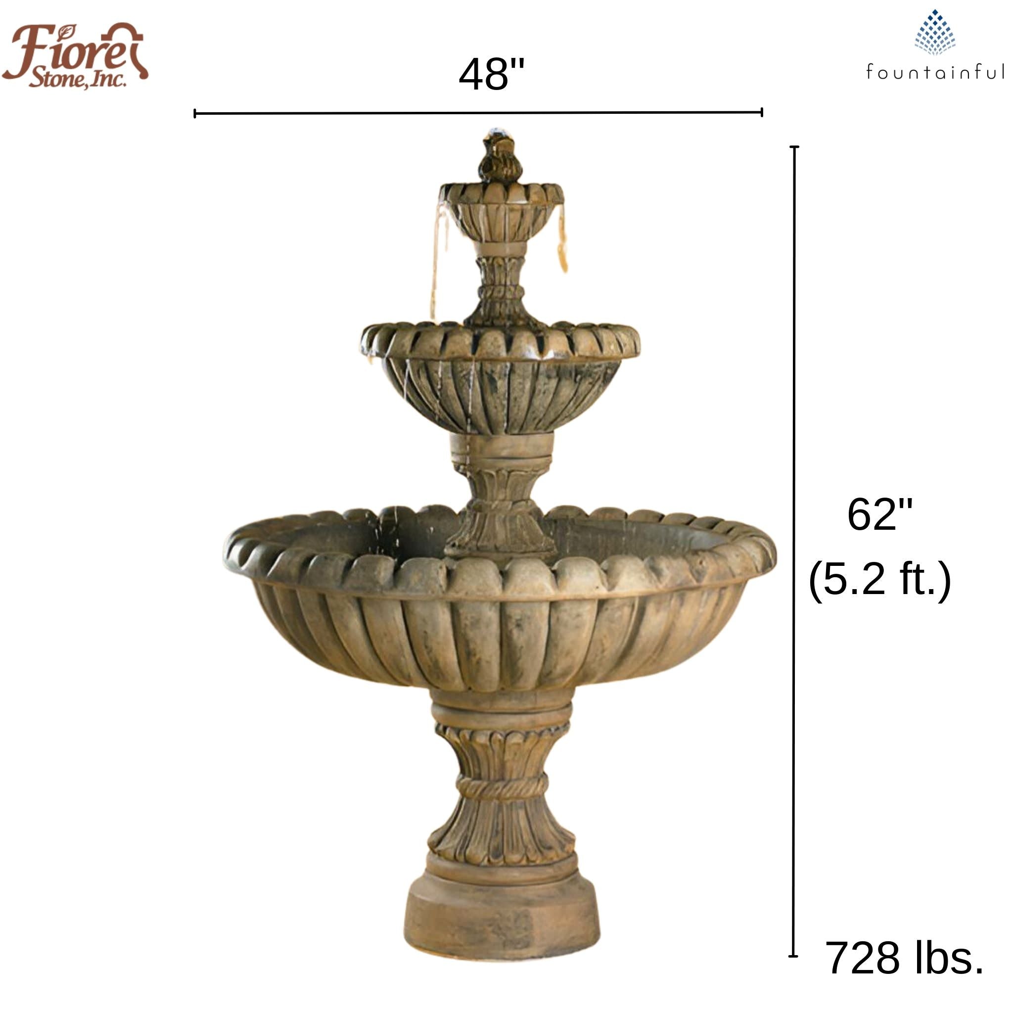 Marsala 3-Tier Concrete Fountain - Fiore #AV113F