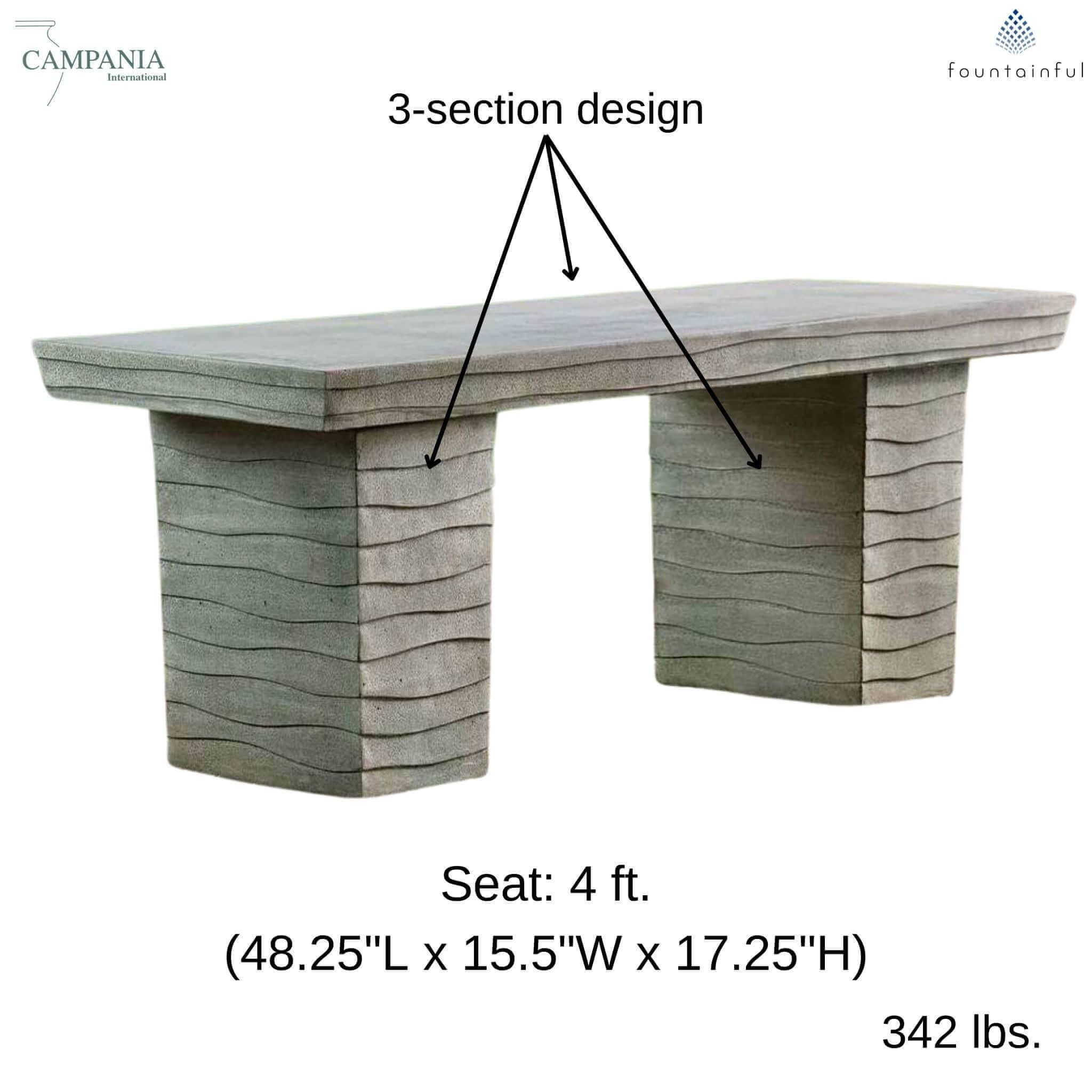 Ipanema Concrete Garden Bench - Campania #BE148