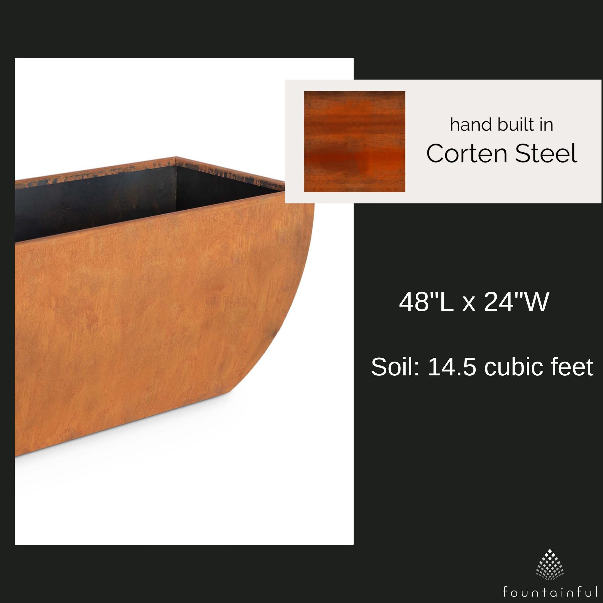 corten steel planter pots The Outdoor Plus OPT-PTSR4824 Tuscon 48 Inch Rectangular Corten Steel Planter at KBA Home Studio