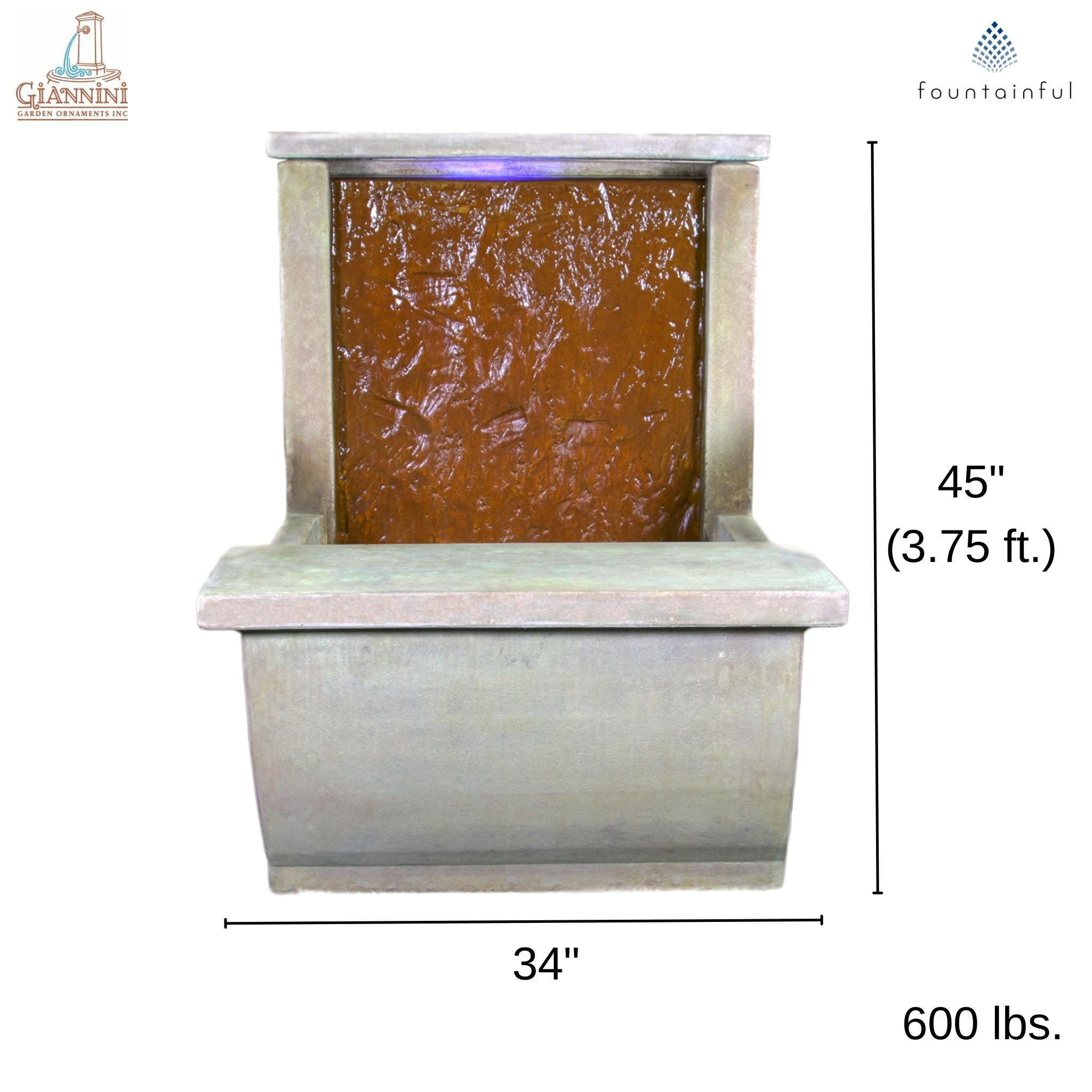 Slate Water Wall & Bench Concrete Fountain