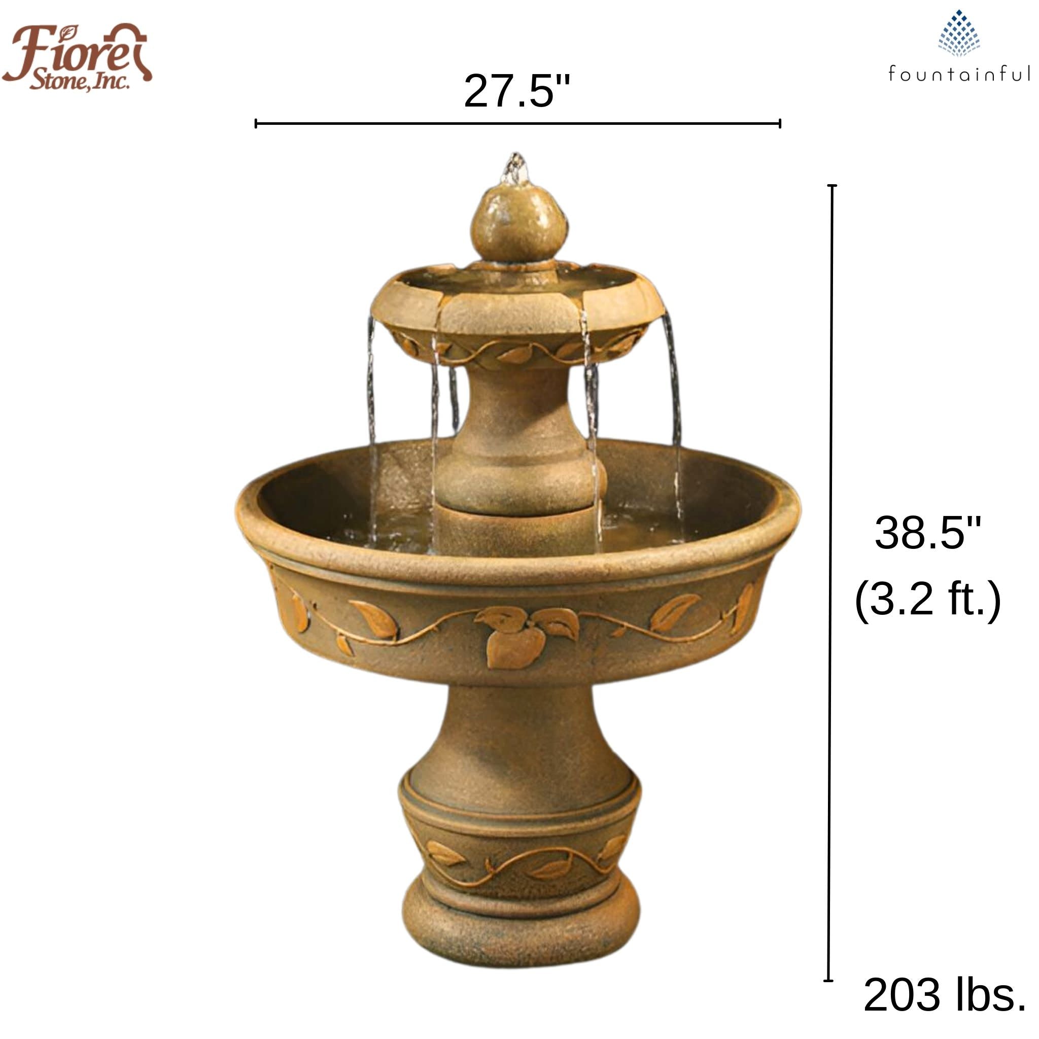 English Ivy 2-Tier Concrete Fountain - Fiore #LG145