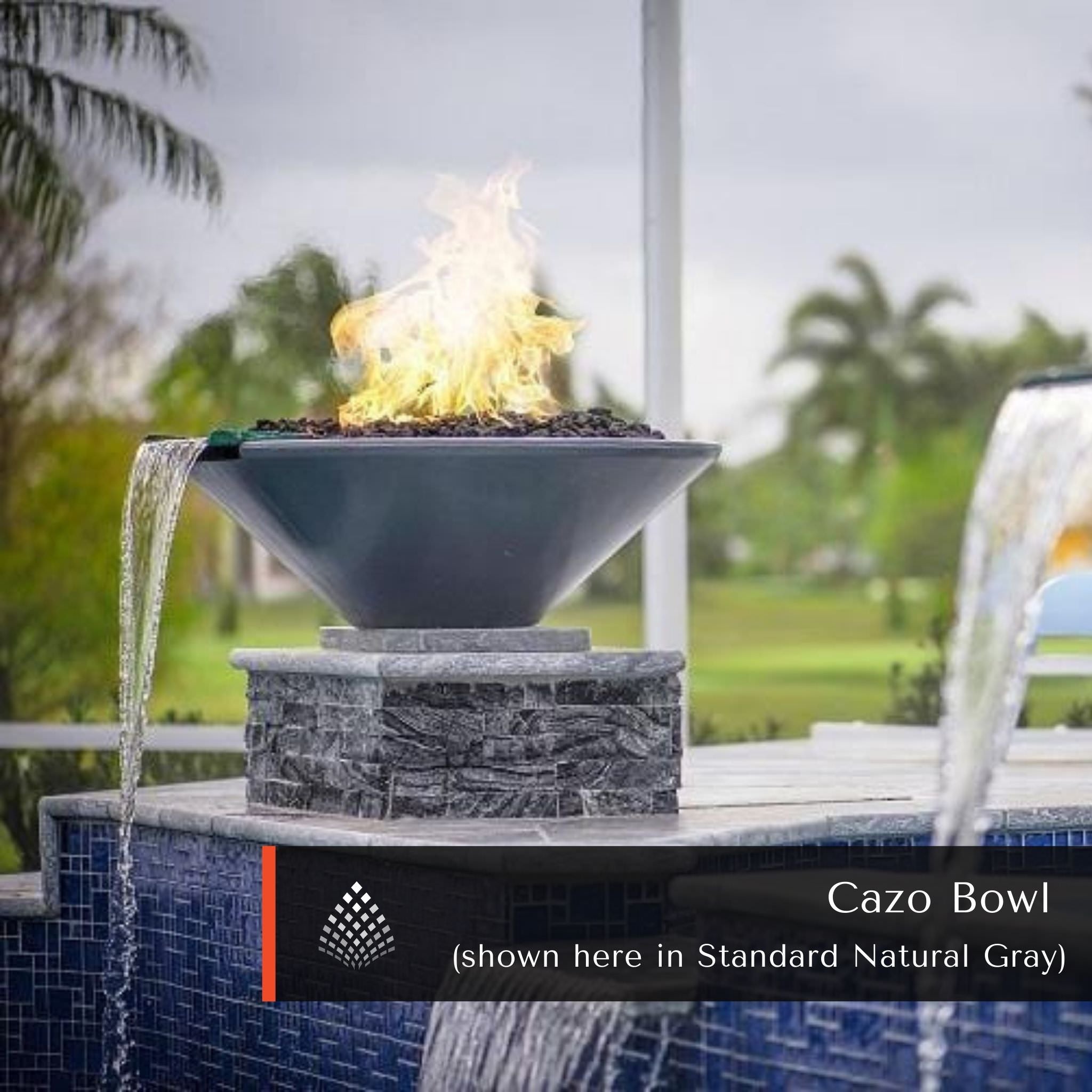 "Cazo" Wood Grain Concrete Fire & Water Bowl - The Outdoor Plus