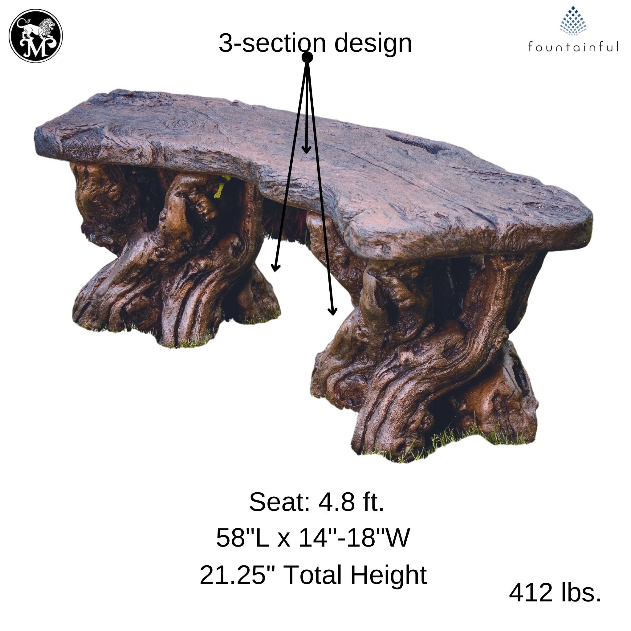 "Timber" Concrete Garden Bench - Massarellis #4860