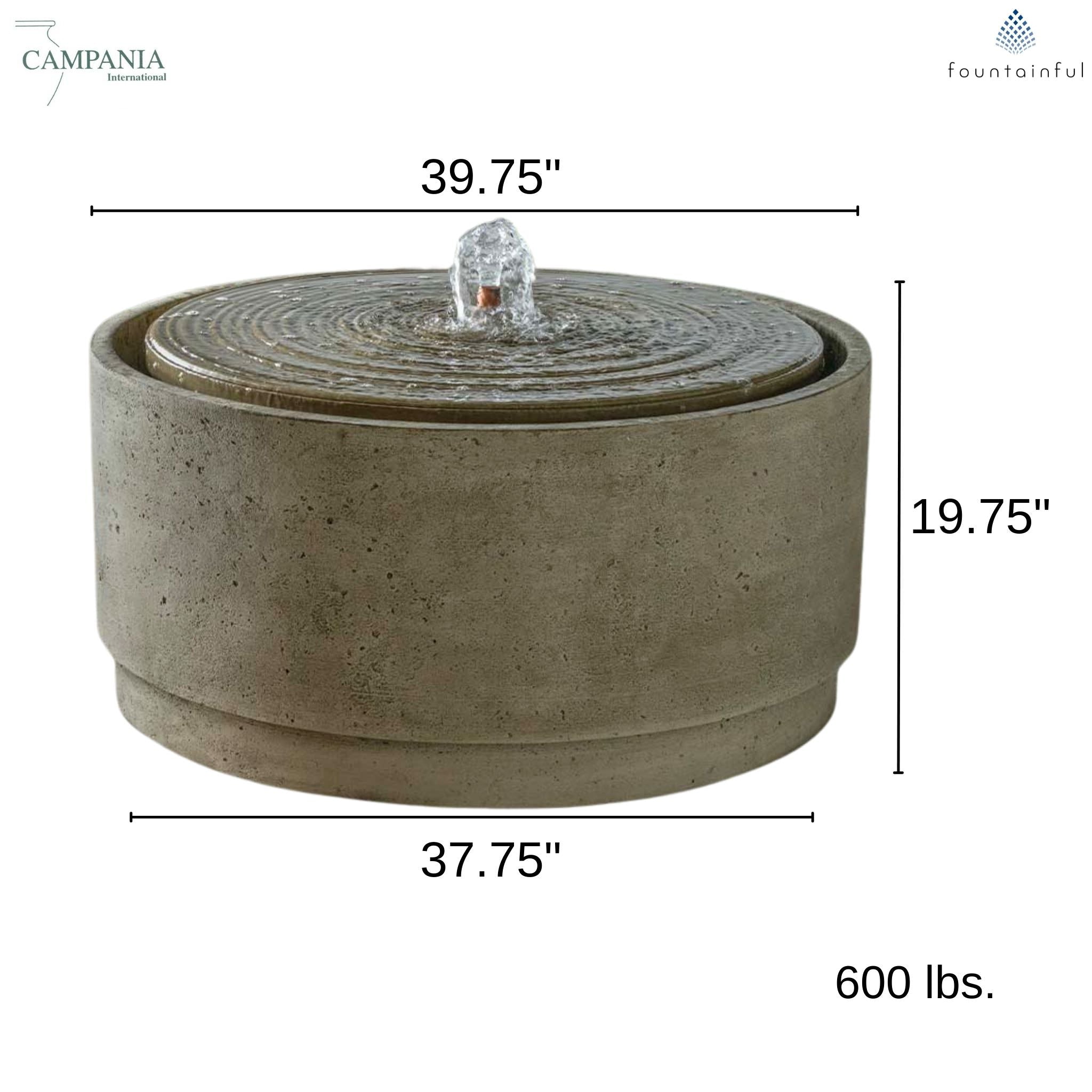 Onda Round Concrete Bowl Fountain - Campania #FT429