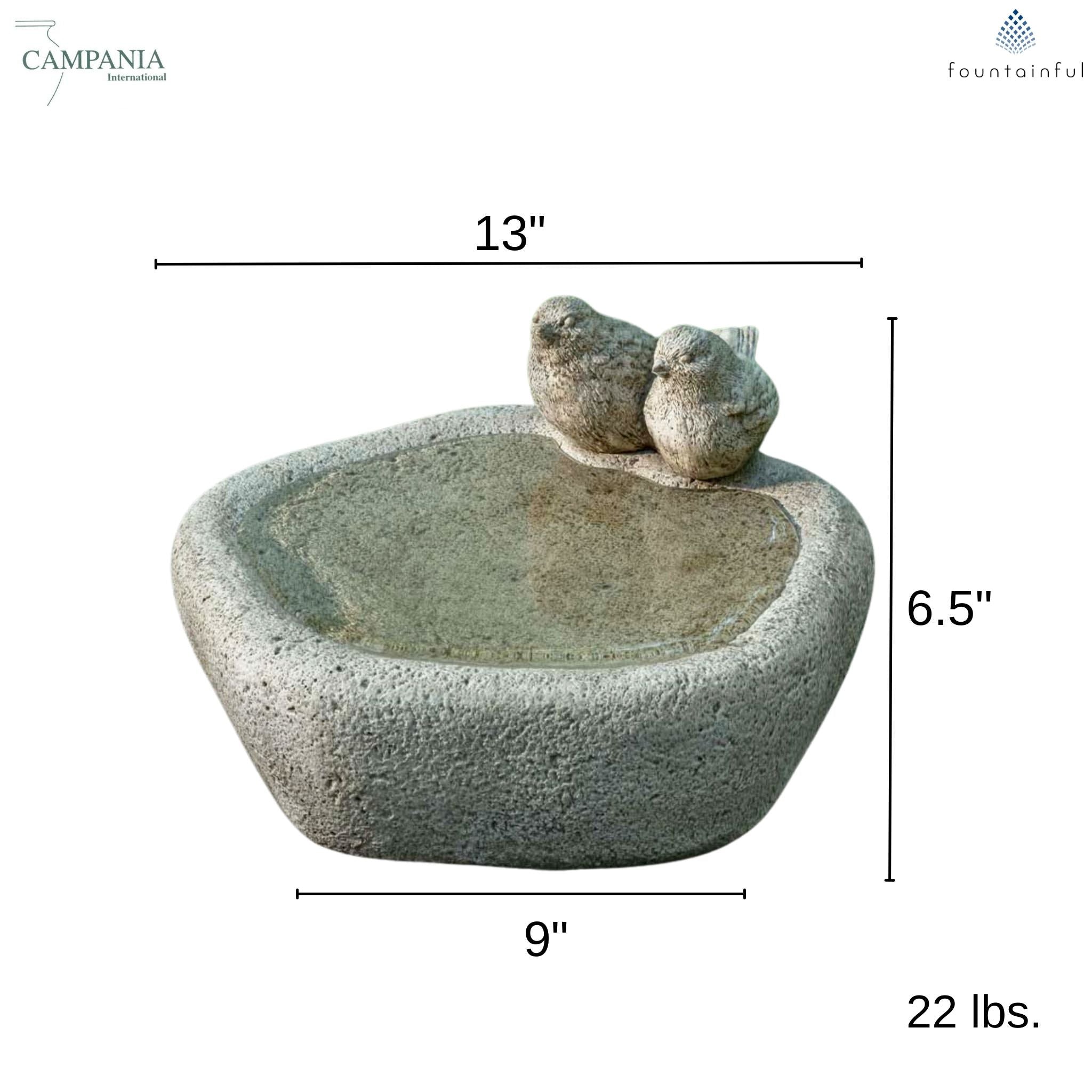 Woodland Birds Concrete Bird Bath - Campania #B206