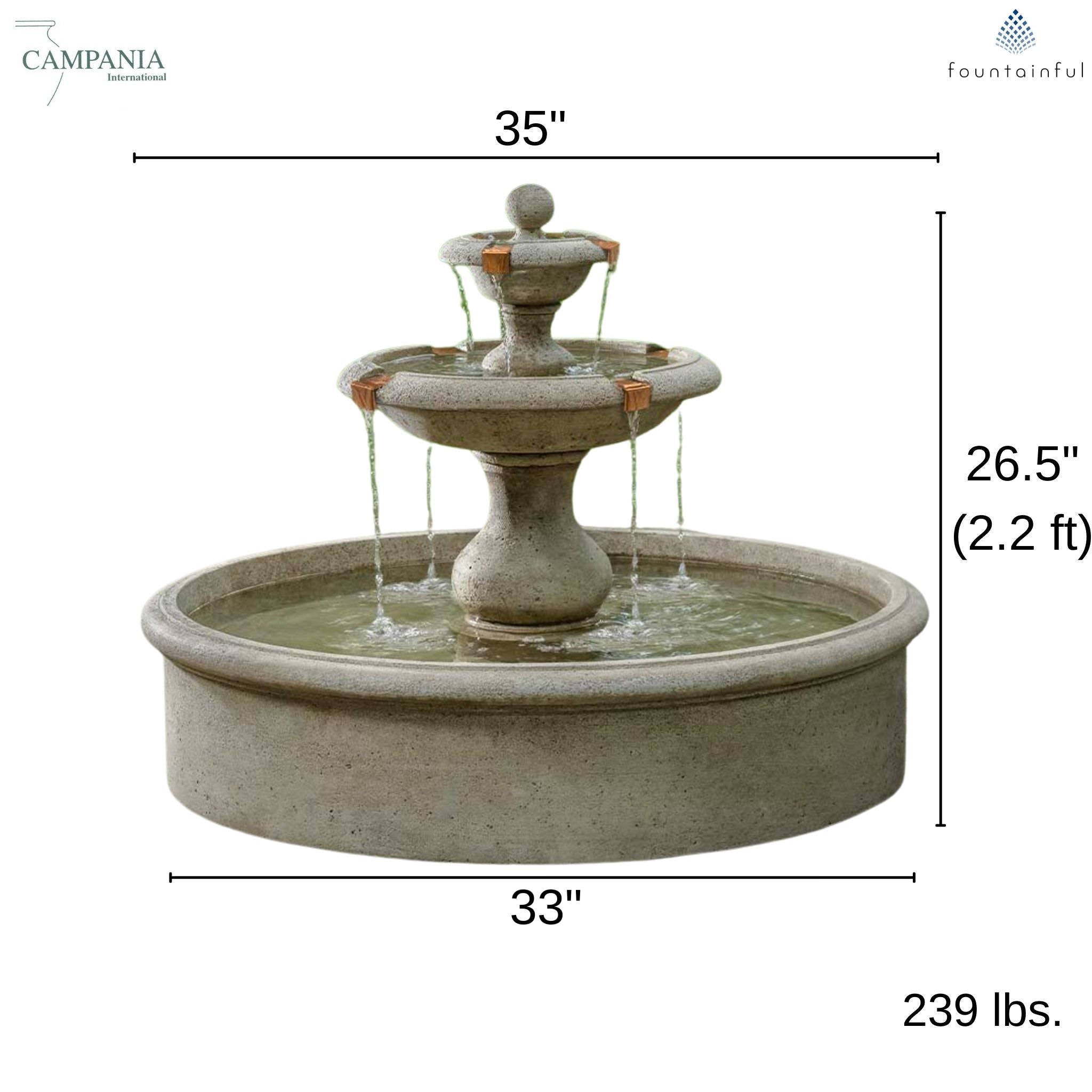 Parc 2-Tier Concrete Pond Fountain - Campania #FT434