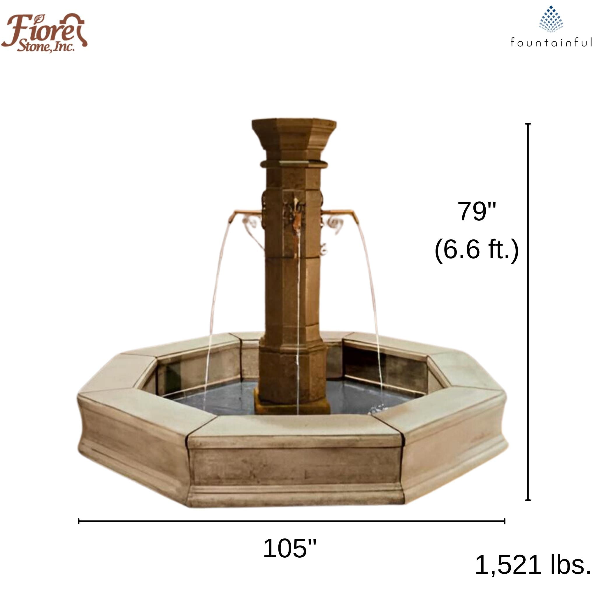 Plaza Concrete Fountain with Octagon Basin - Fiore #2158