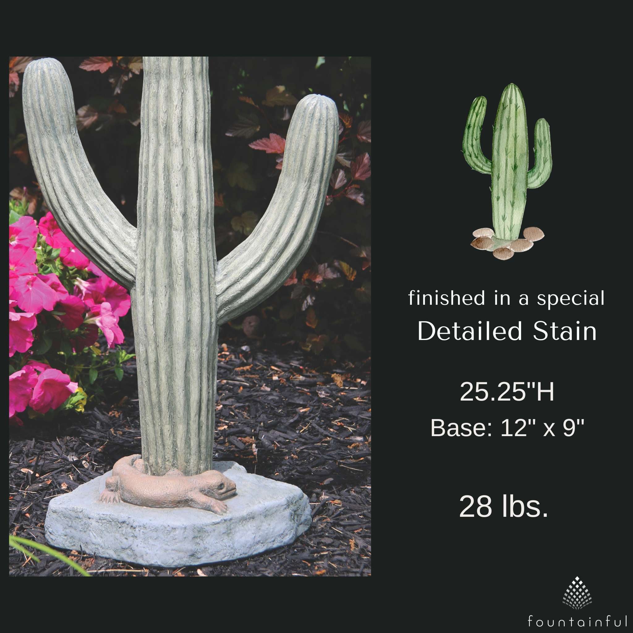 Saguaro Cactus Concrete Garden Statue - Thumbnail 2