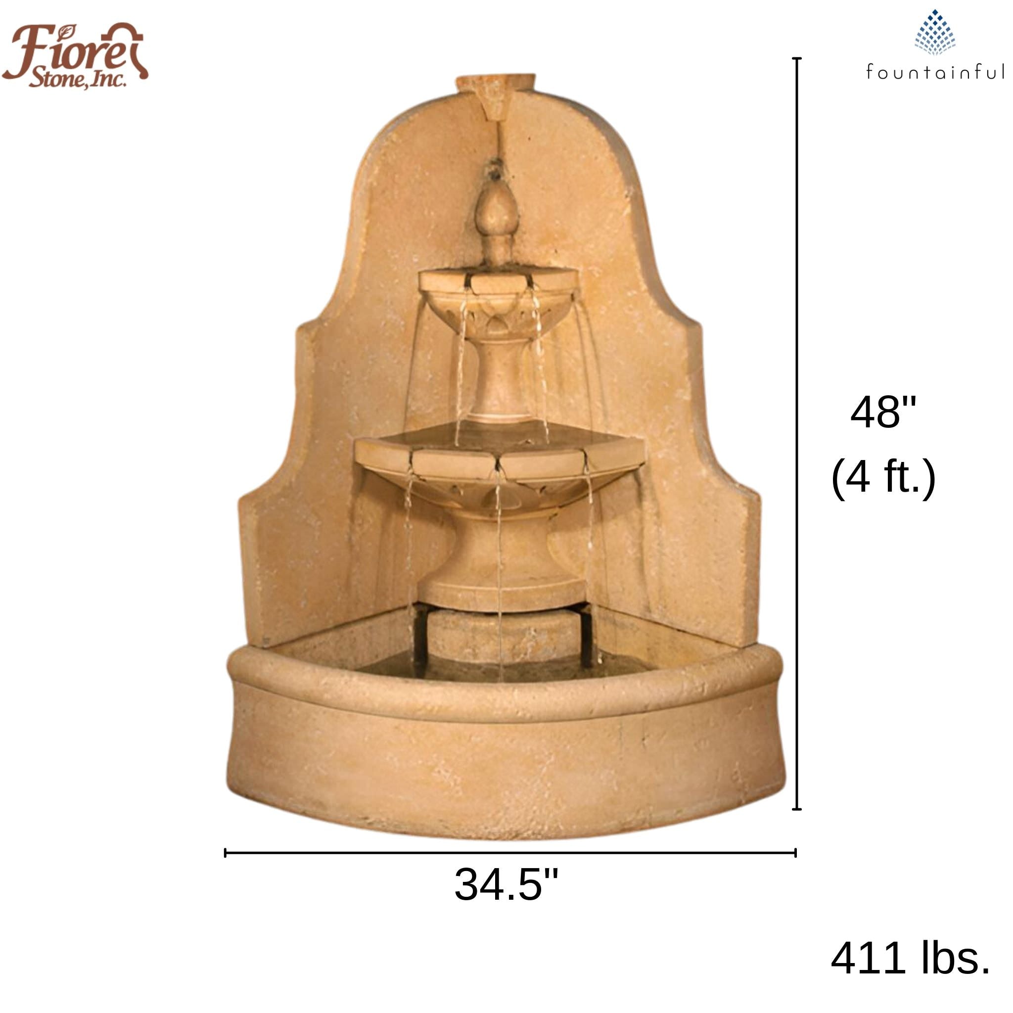 D'Angolo 2-Tier Corner Wall Fountain - Fiore #LG149