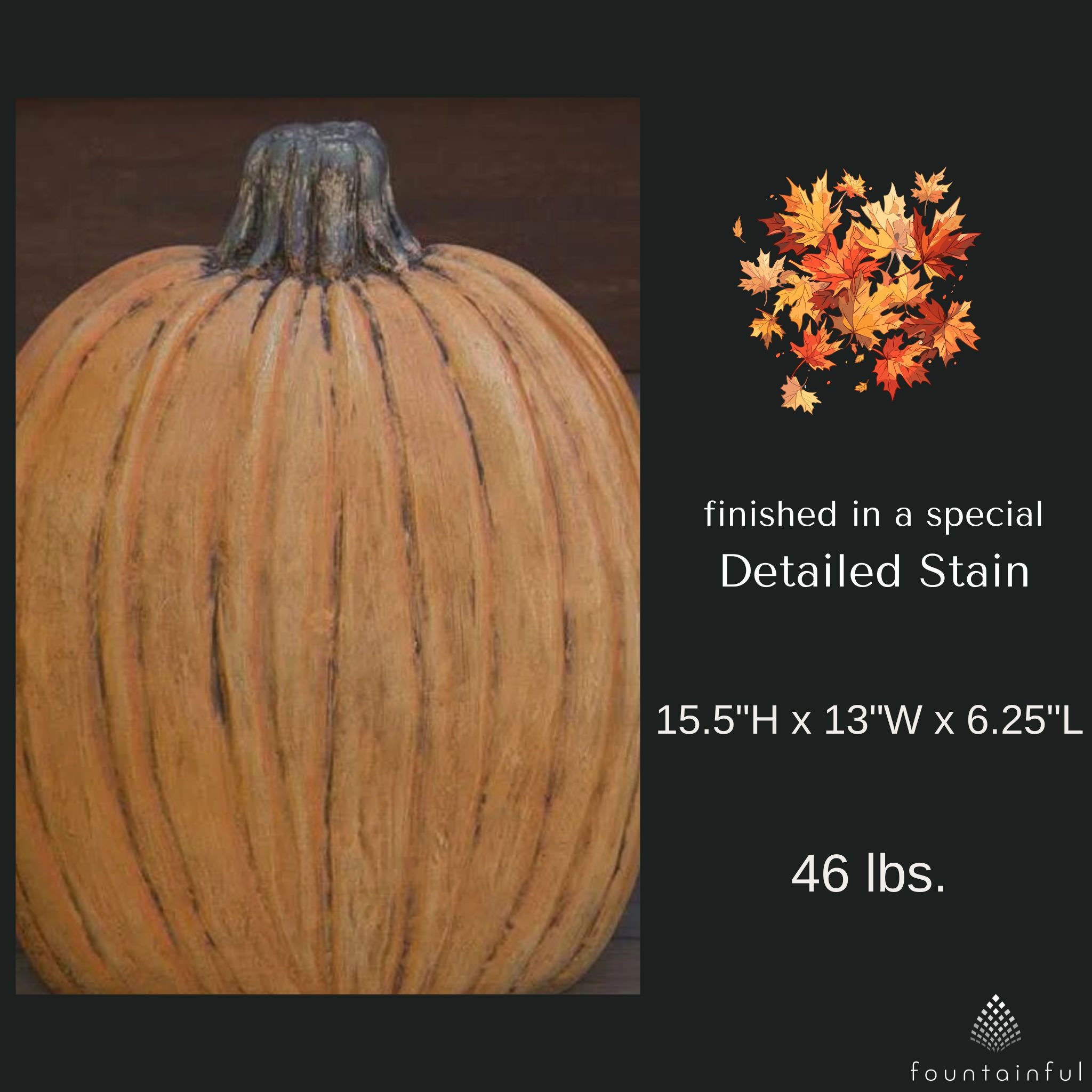 Tall Pumpkin Concrete Garden Statue - Massarellis #4230