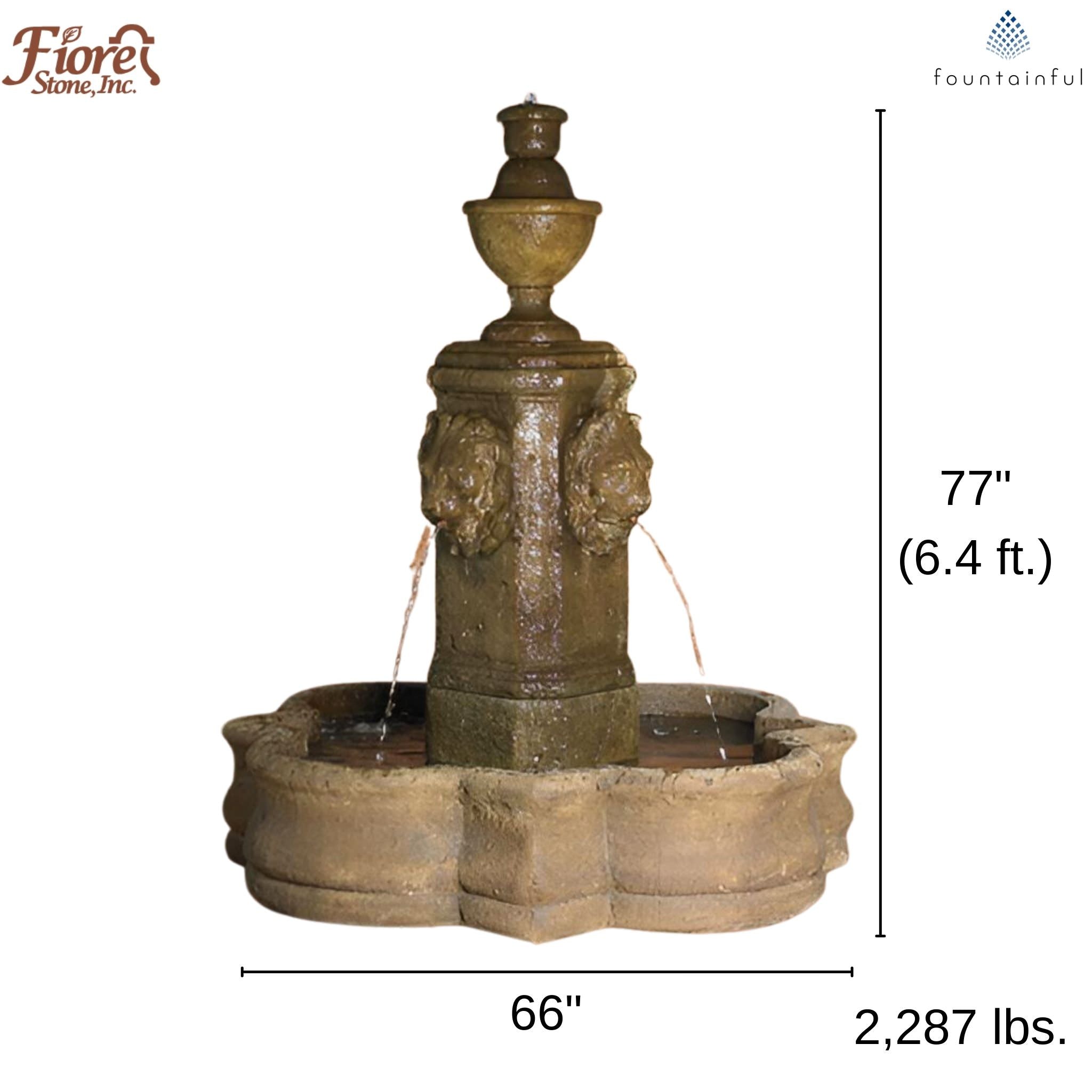 Leonito Lion Head Concrete Fountain - Fiore #AV110