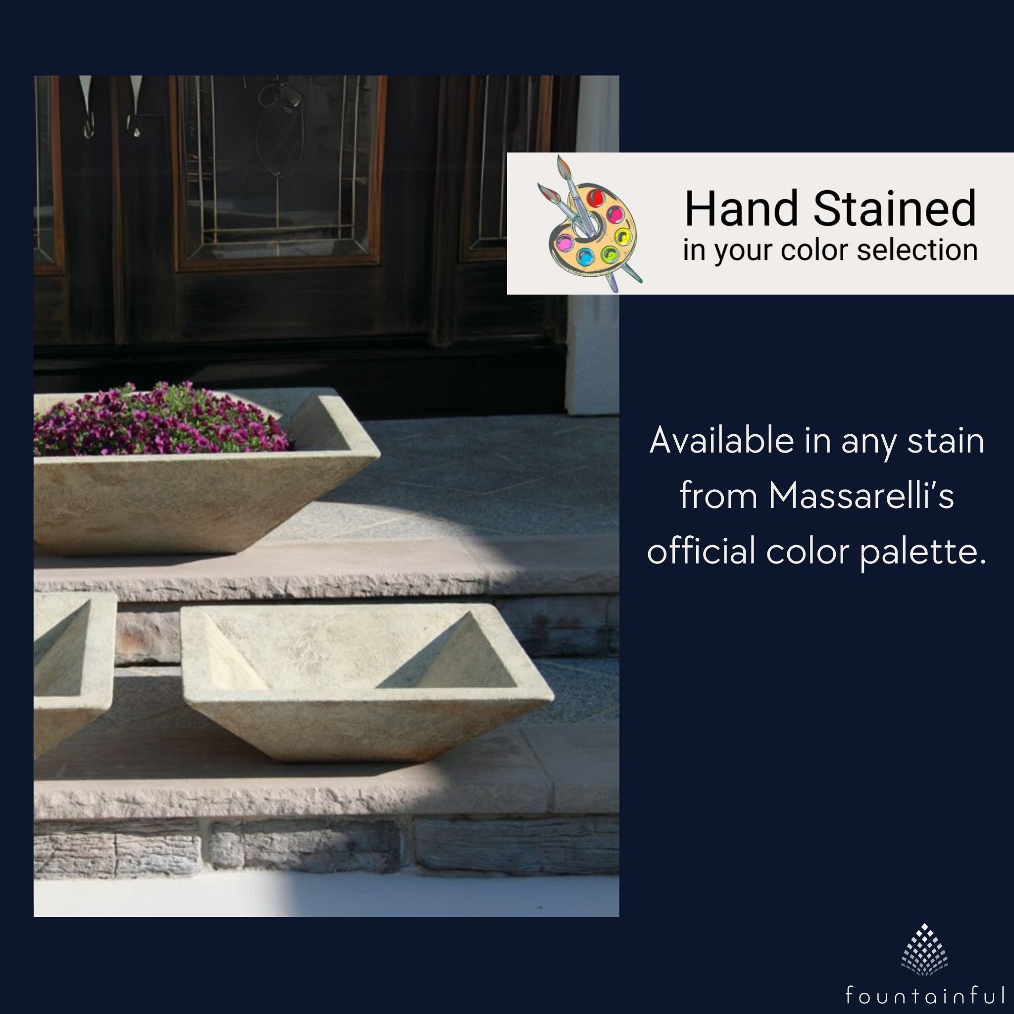 Low Square Bowl Concrete Planters - Massarellis