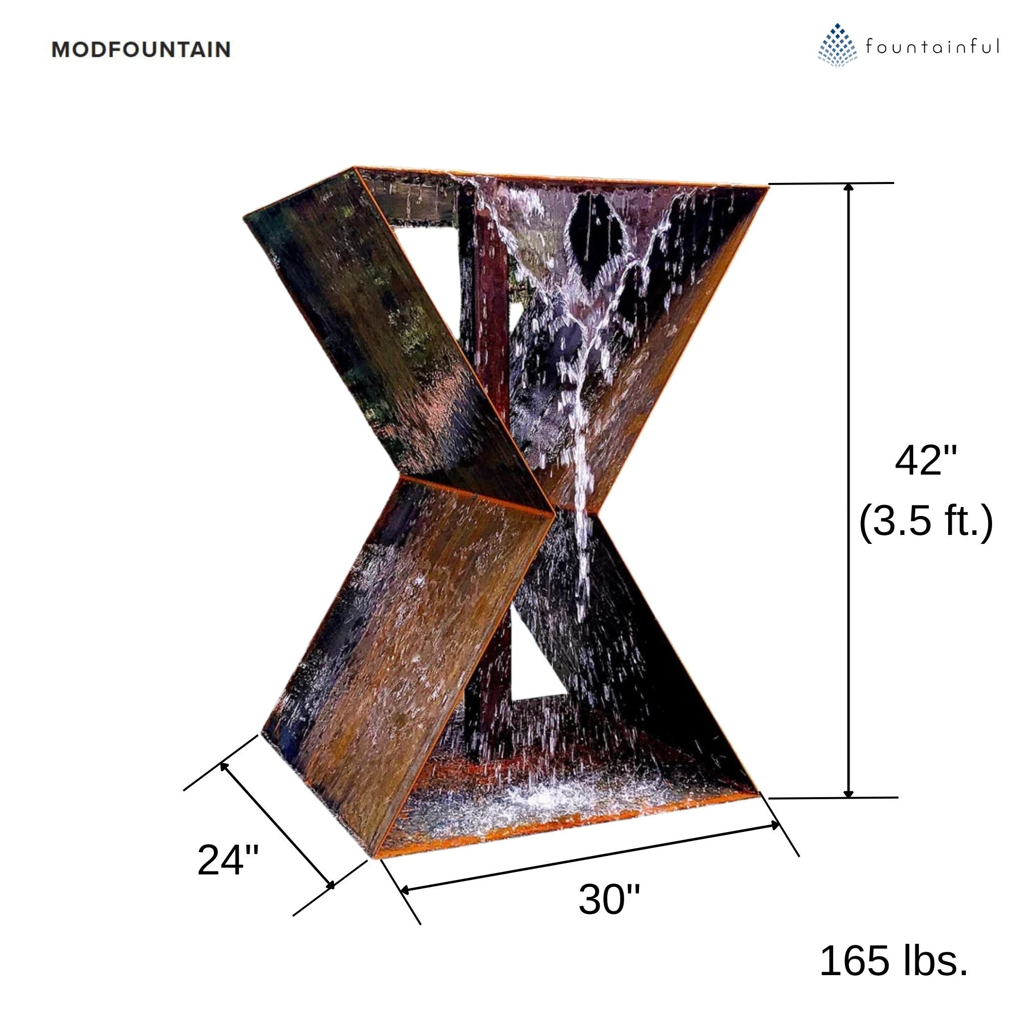 LX2 Modern Birdbath Fountain in Corten Steel