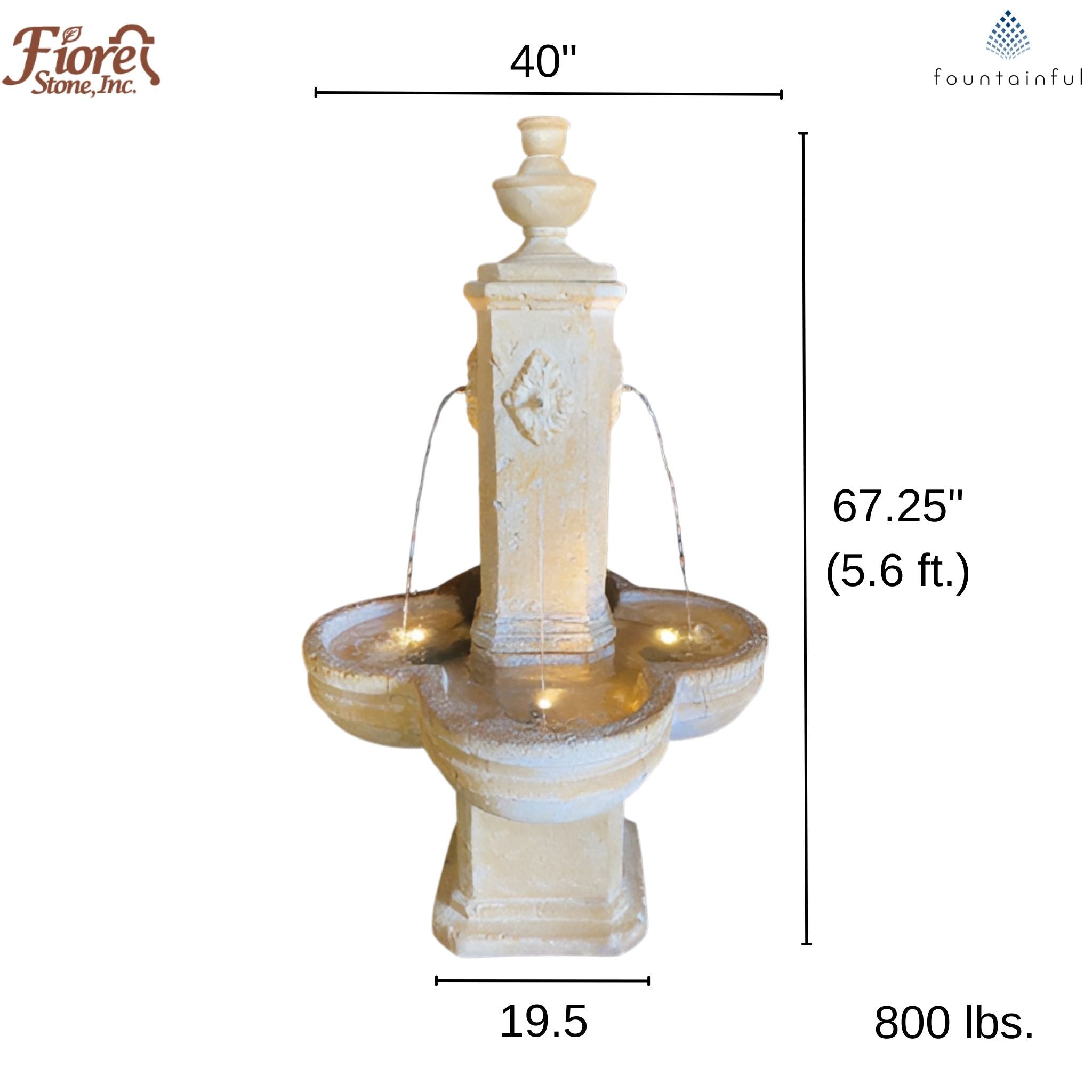 Diamante Courtyard Concrete Fountain - Fiore #271F