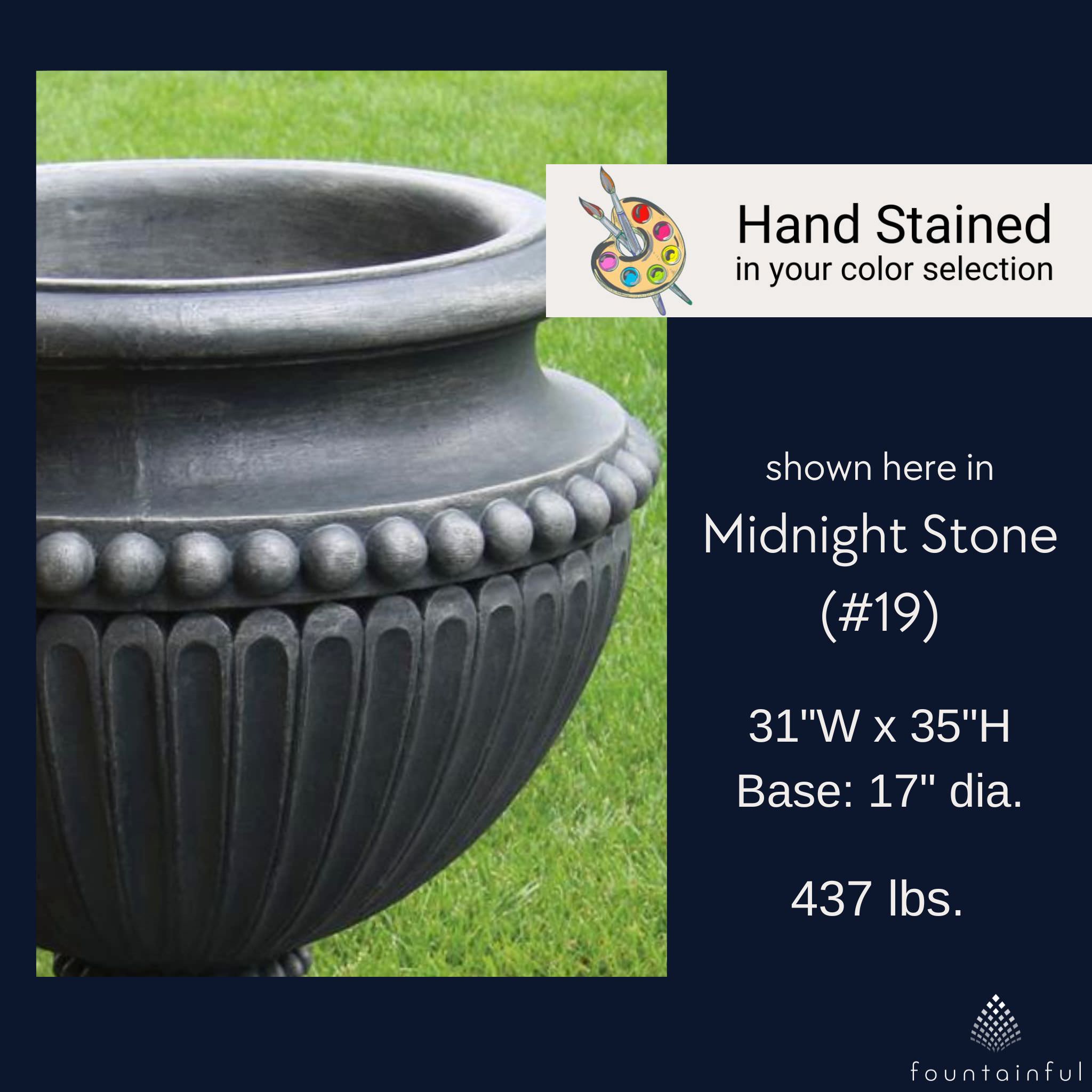 Beaded Large Concrete Urn Planter - Massarellis #6971
