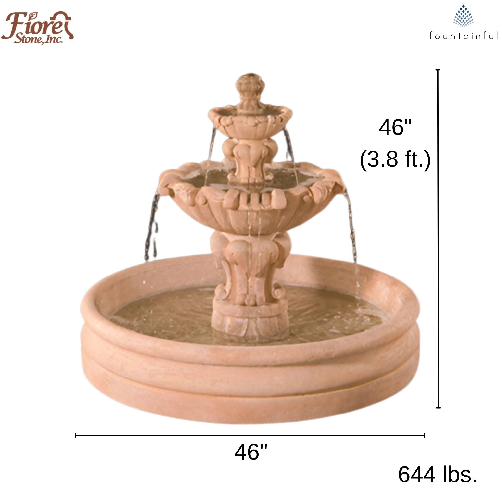 Vesuvio 2-Tier Fountain w/46" Basin - Fiore #2080F46