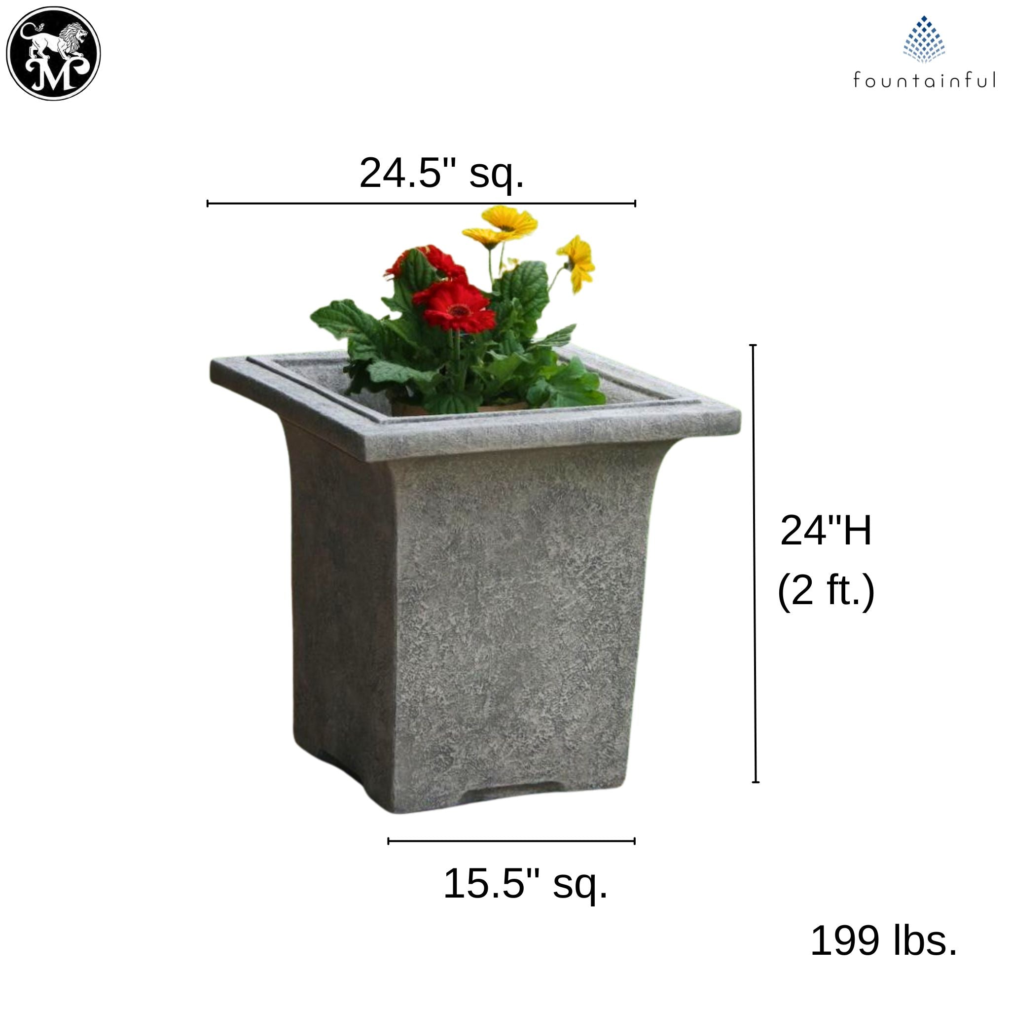 Meridian Concrete Box Planter - Massarellis #6552