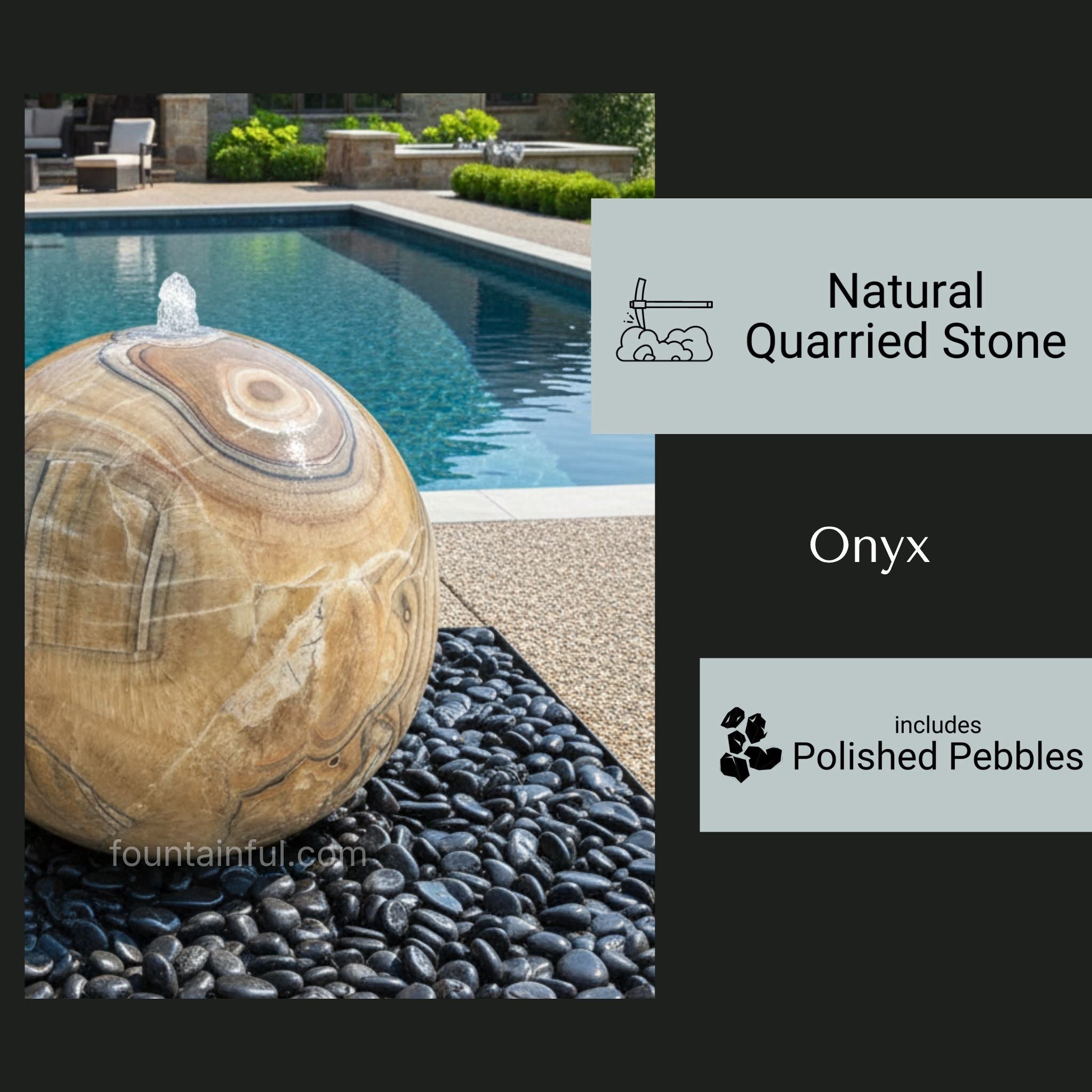 Yellow Onyx XL 30" Sphere Fountain - Blue Thumb