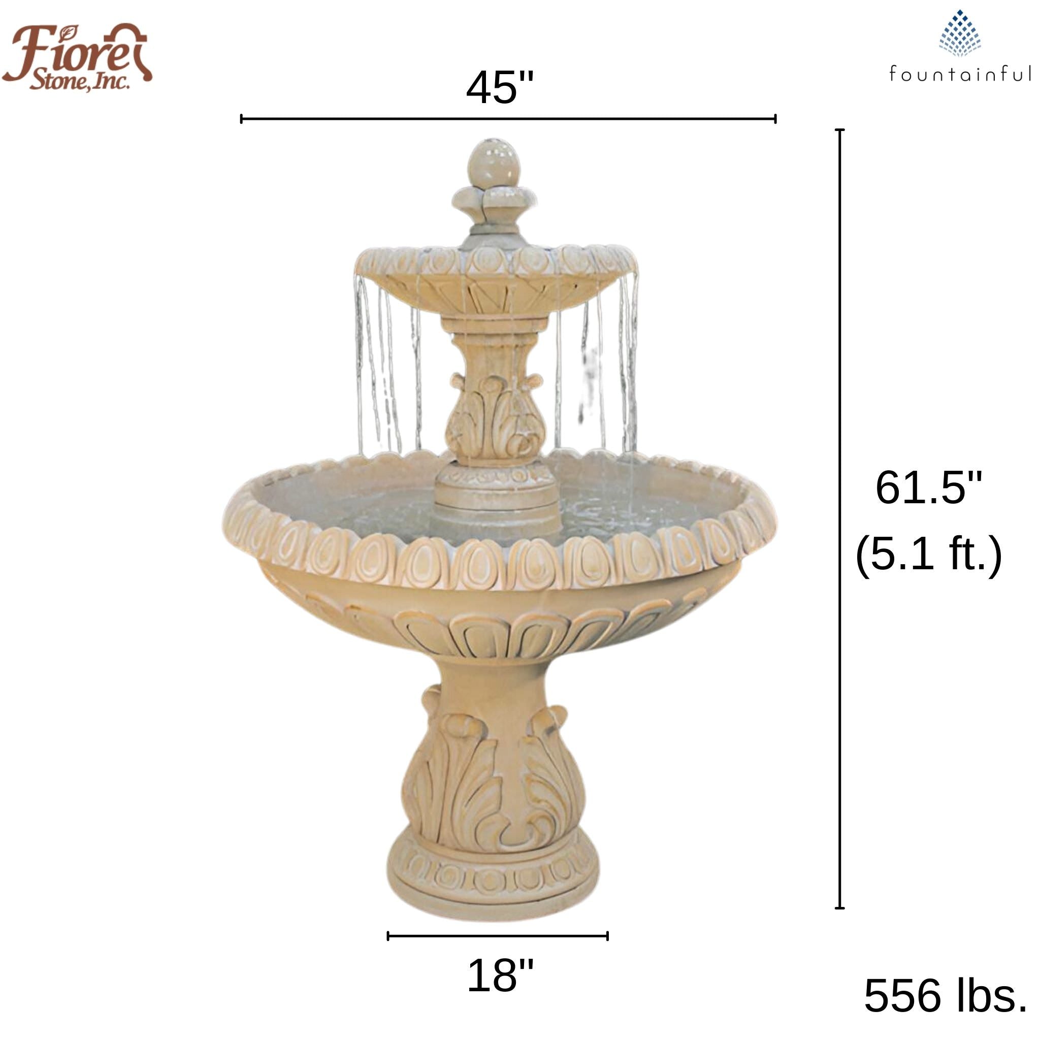 International 2-Tier Concrete Fountain - Fiore #LG153